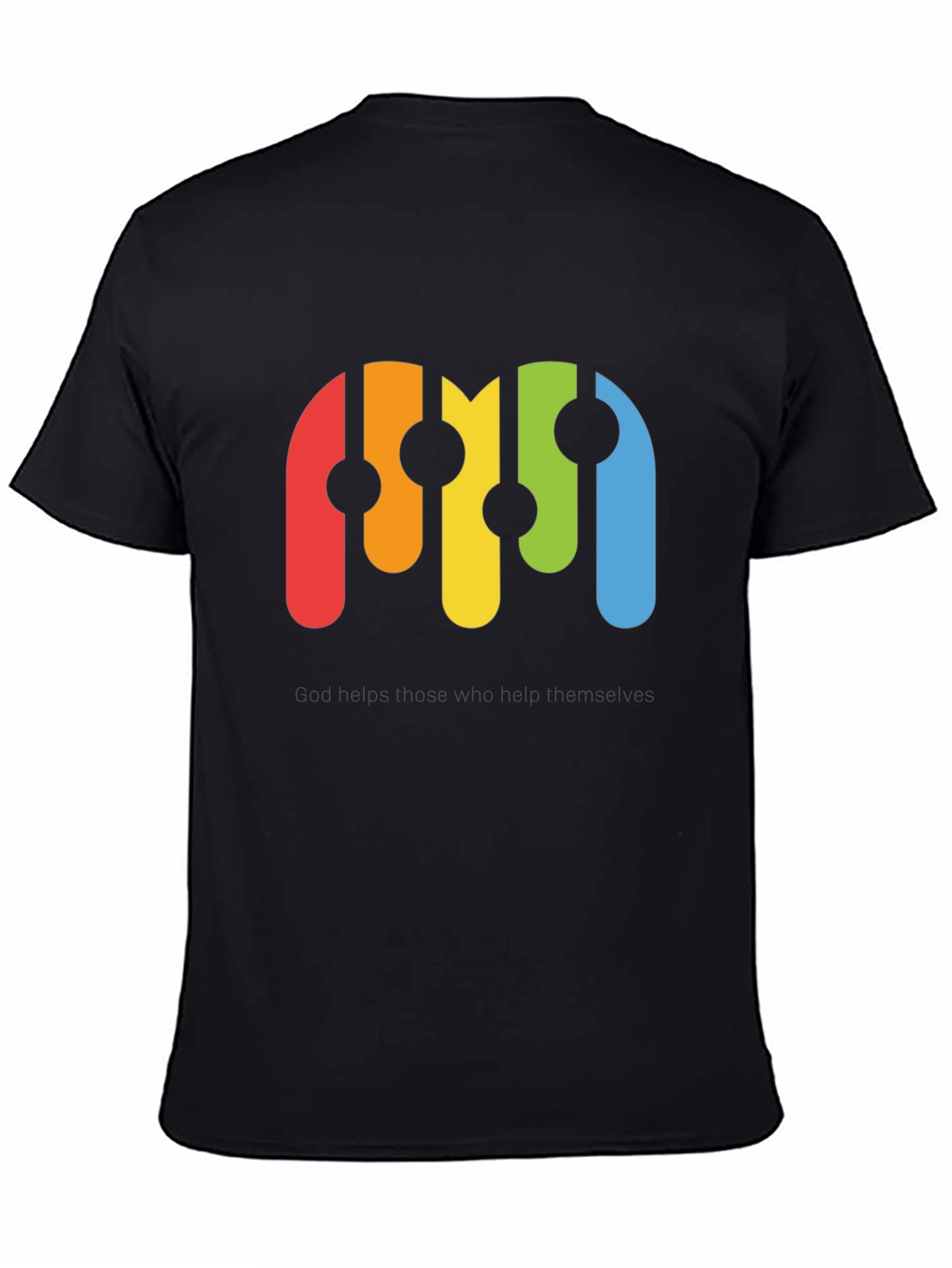 Black Retro Rainbow Graphic Black T-Shirt view 4
