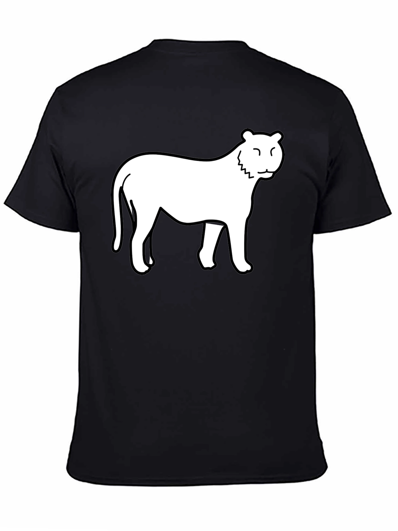 Black Unique Black T-Shirt with White Tiger Graphic Print view 4