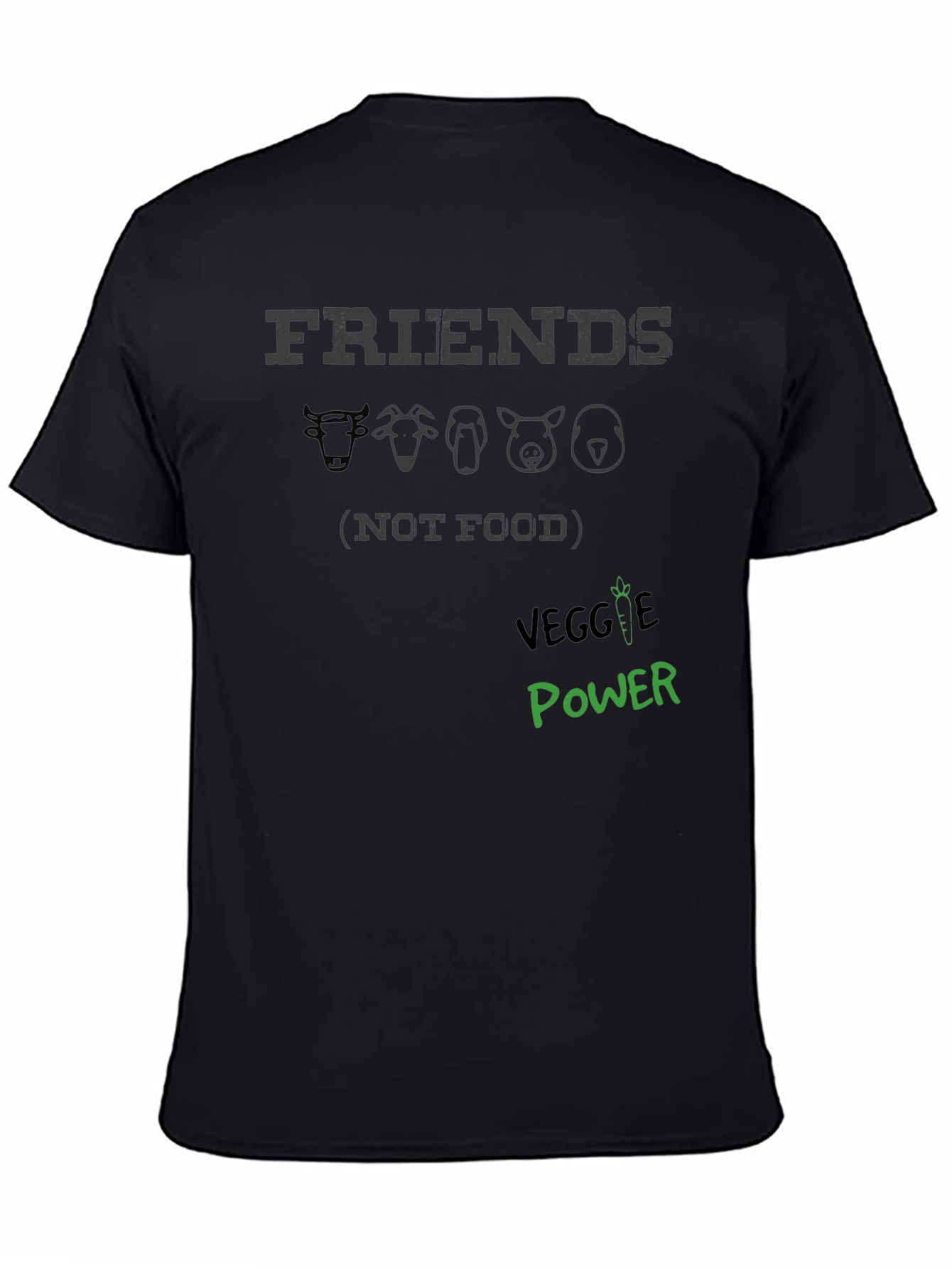 Black Friends Not Food Vegan T-Shirt - Veggie Power Tee view 4