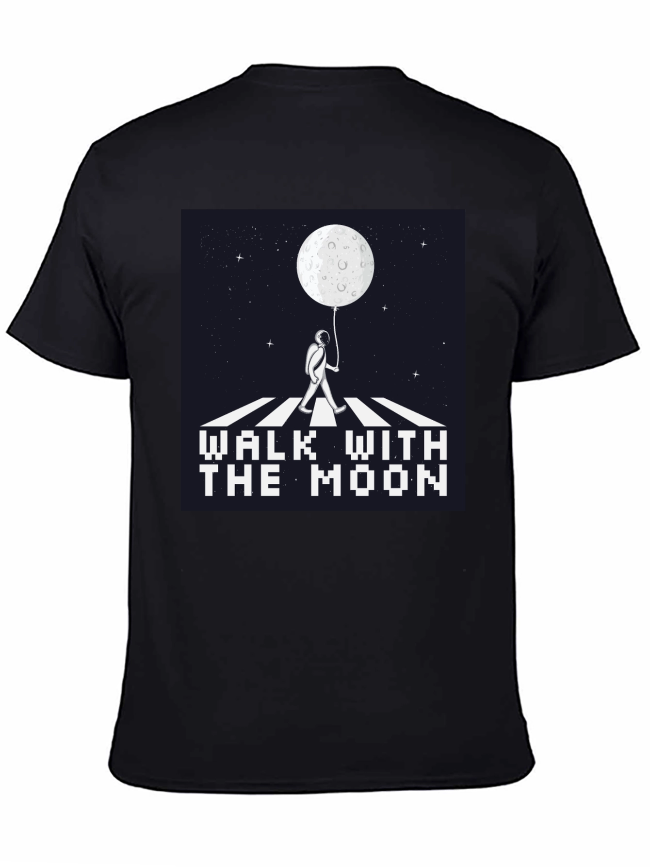 Black Walk With The Moon Graphic Tee - Black Cotton Shirt view 4