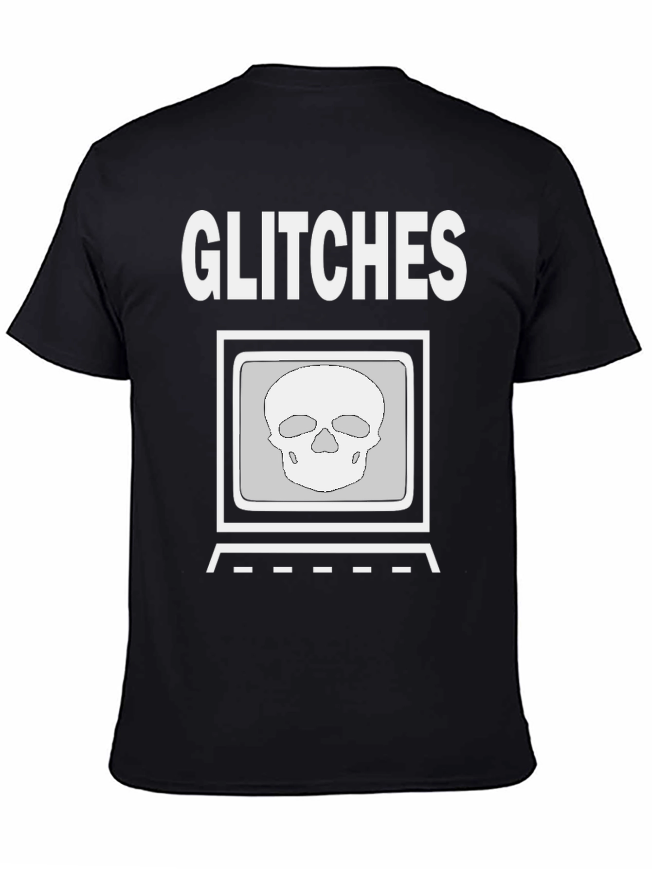Black Glitch Skull Graphic Tee - Modern Streetwear Shirt view 4