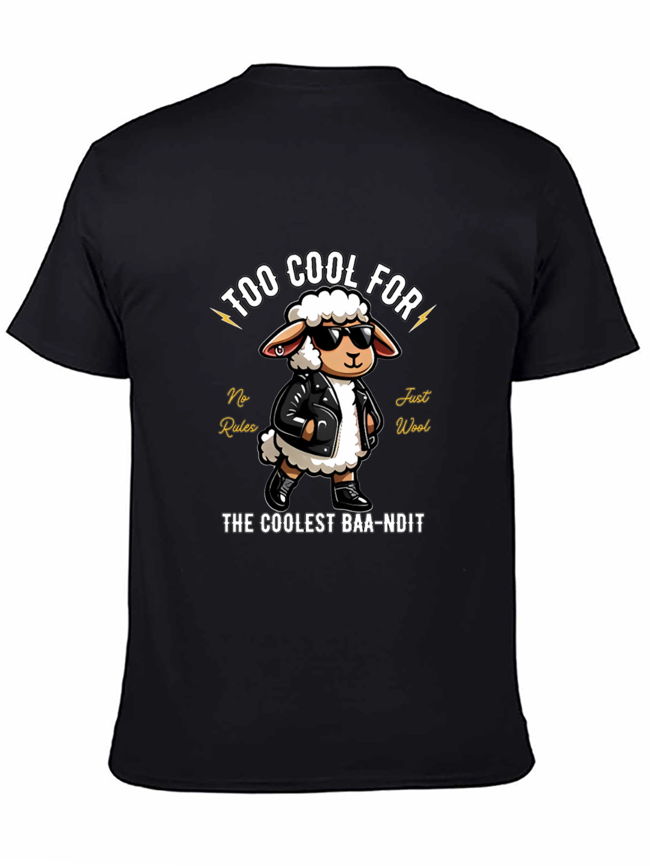 Black Coolest Baa-ndit T-Shirt view 4