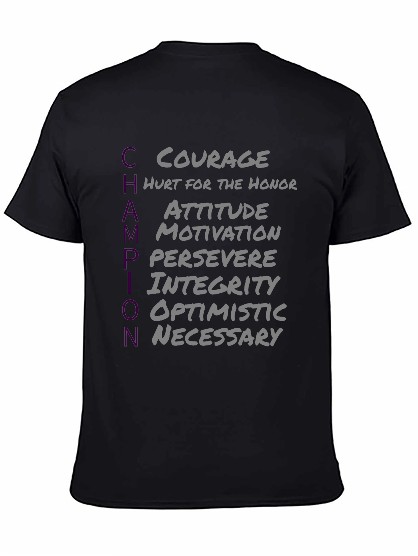 Black Champion T-Shirt: Courage, Attitude, Perseverance view 4