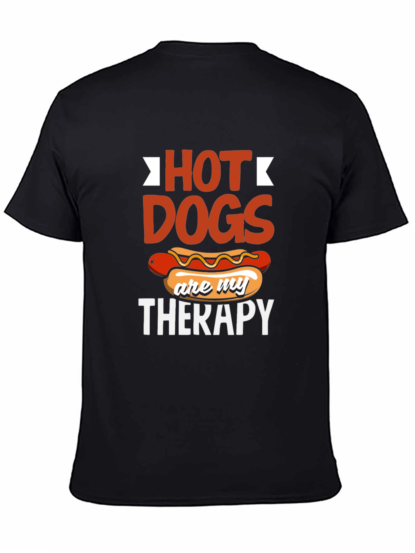 Black Hot Dogs are my Therapy T-Shirt view 4