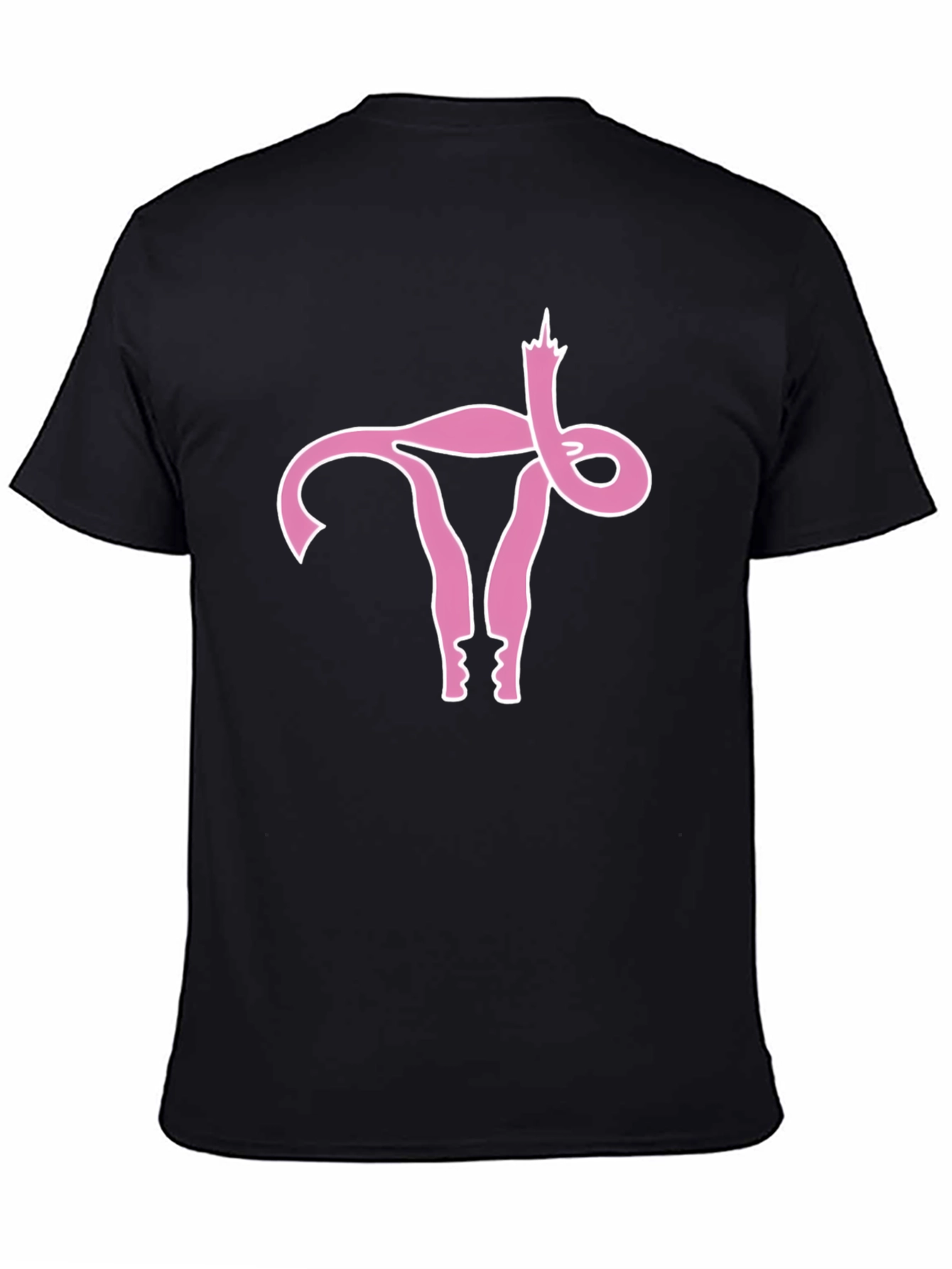 Black Uterus Middle Finger Graphic Black Tee view 4