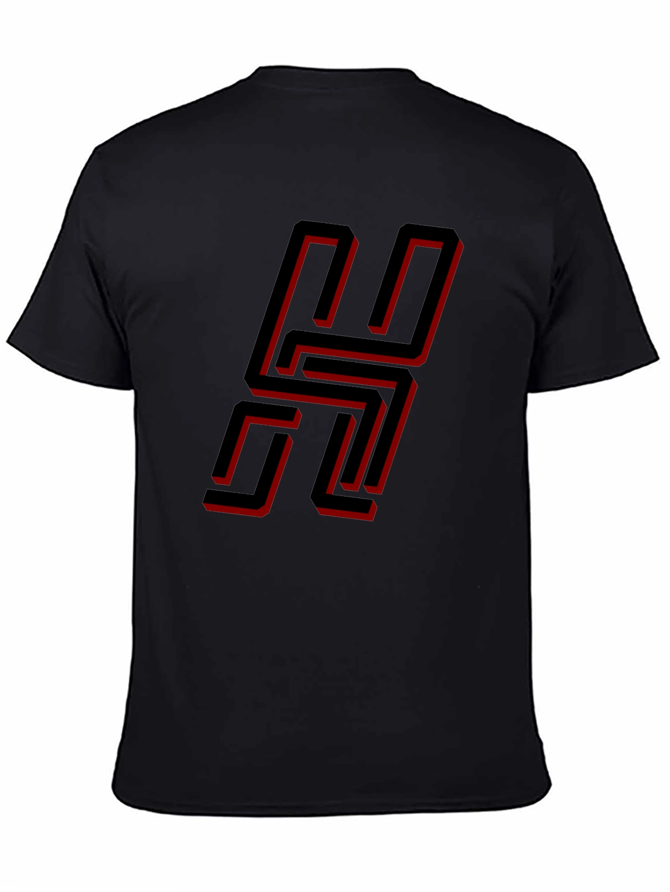 Black Geometric "H" Black T-Shirt - Modern Style view 4