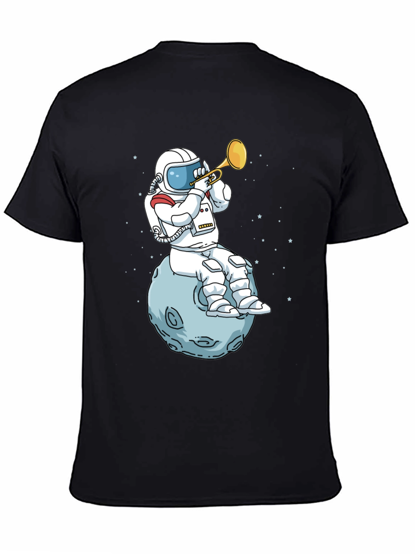 Black Astronaut Moon Trumpet Graphic Tee view 4