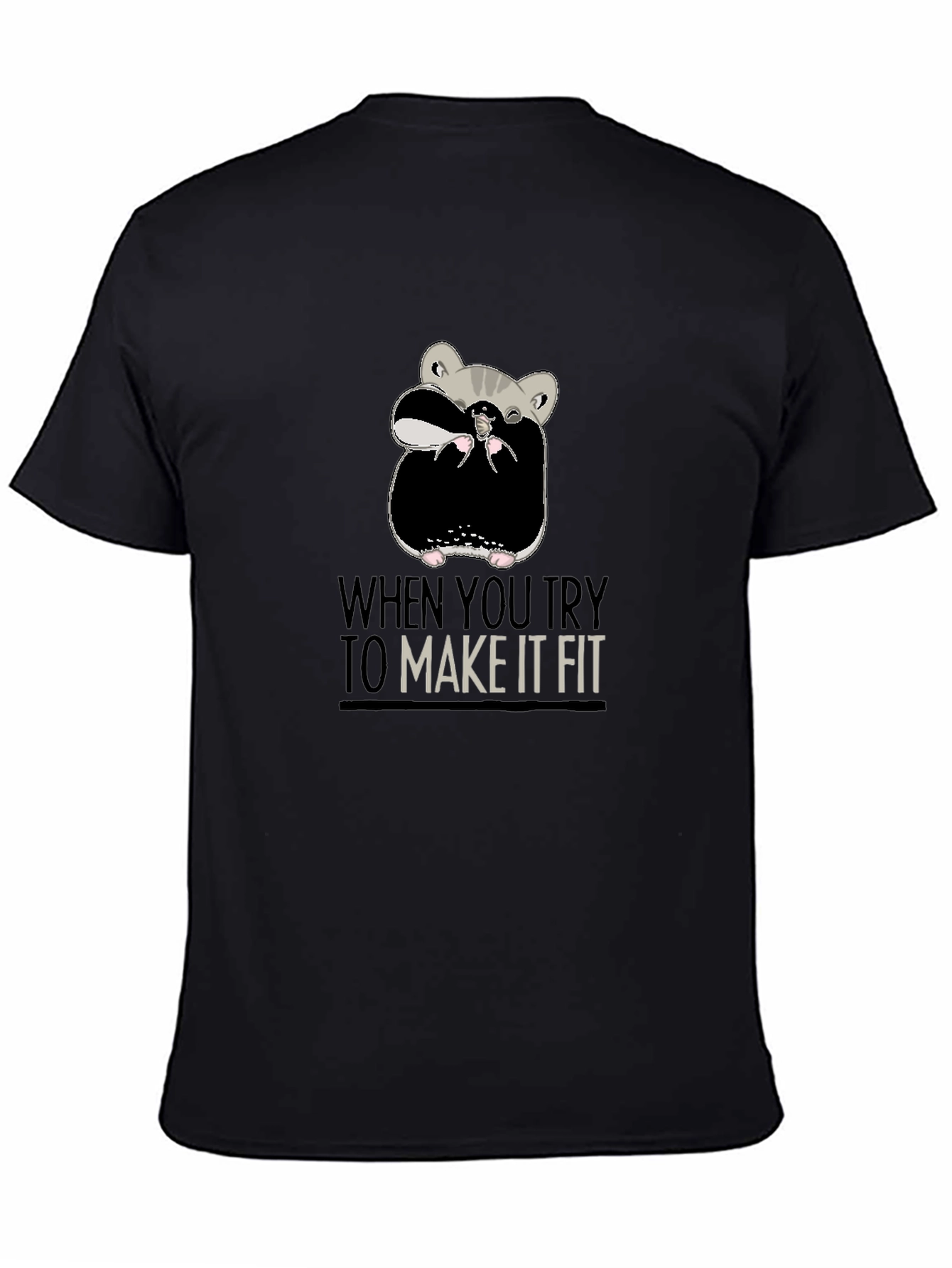 Black Funny Hamster T-Shirt - Make It Fit view 4
