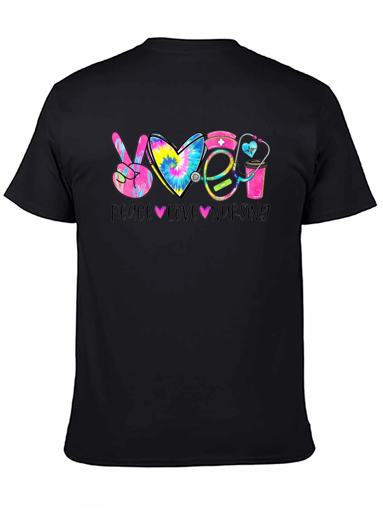 Black Peace Love Nursing T-Shirt - Nurse Appreciation Gift view 4