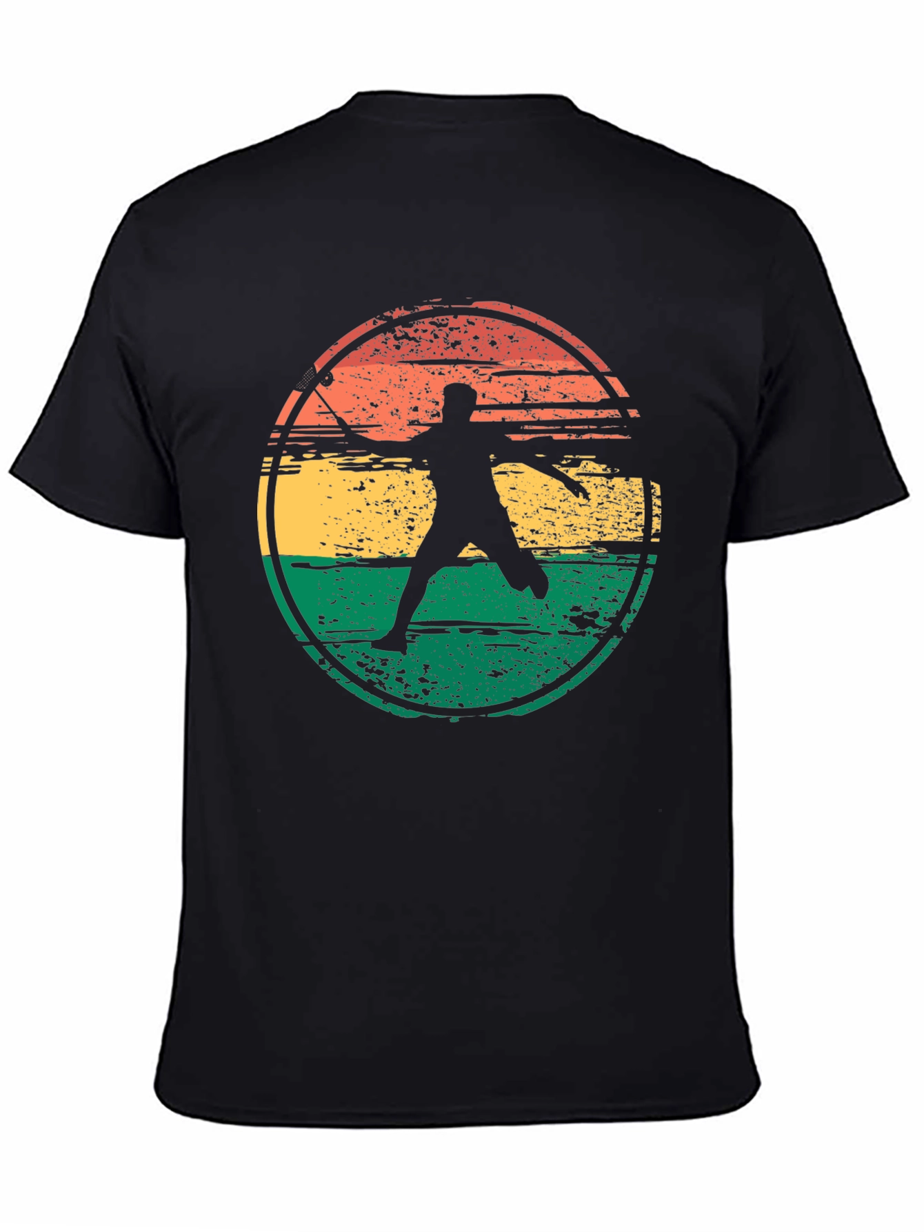 Black Badminton Player Retro Graphic T-Shirt view 4