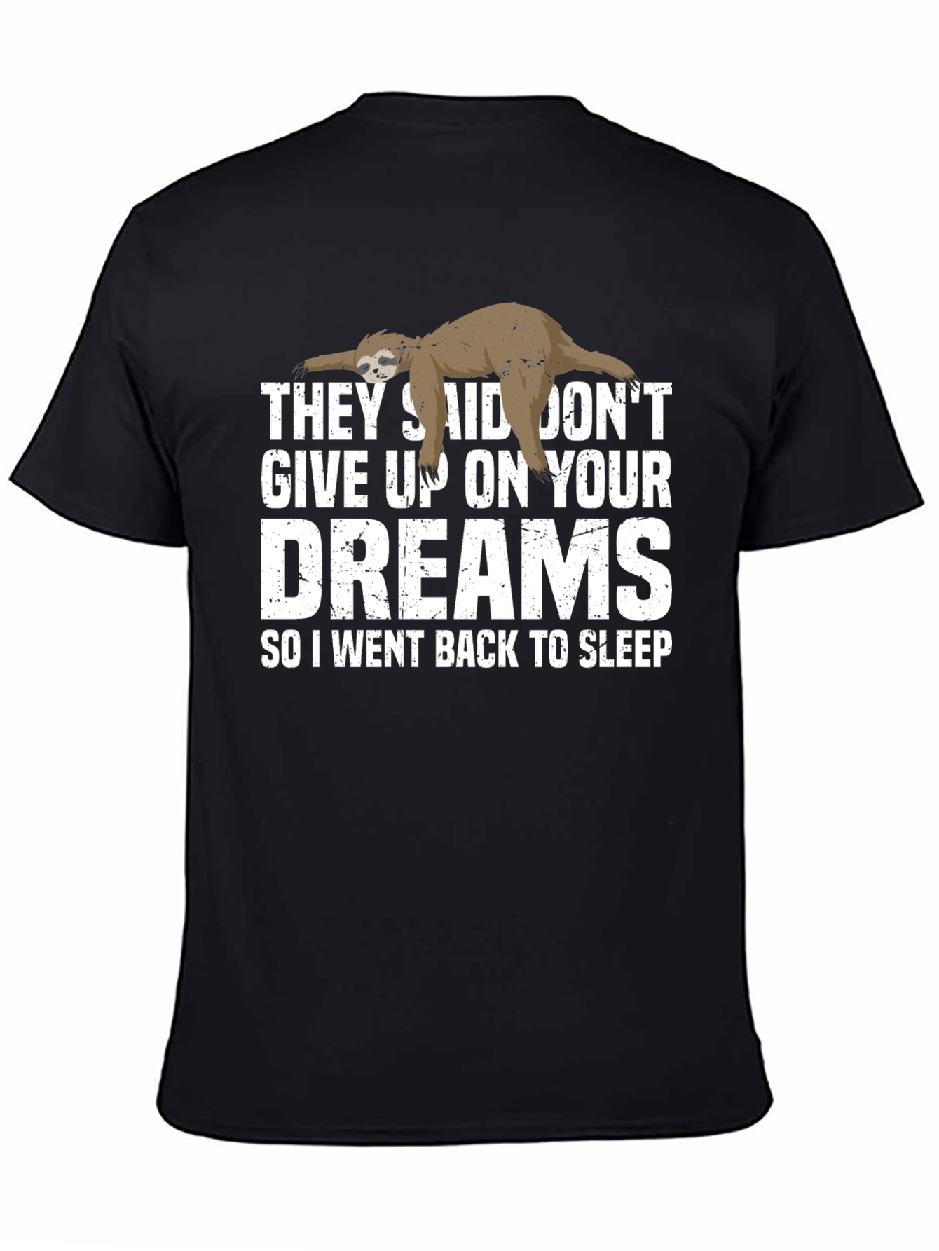 Black Funny Sloth Dreams T-Shirt - Soft Cotton Tee view 4