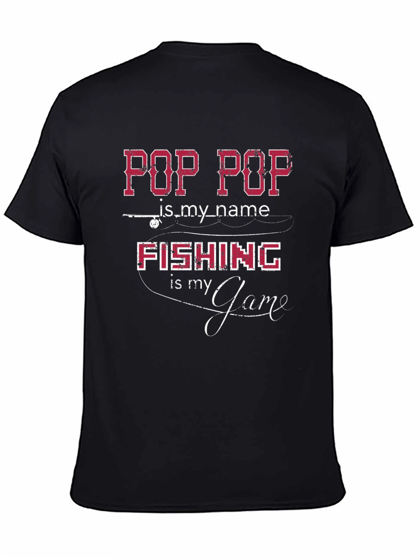 Black Pop Pop Fishing T-Shirt - Fisherman's Gift view 4