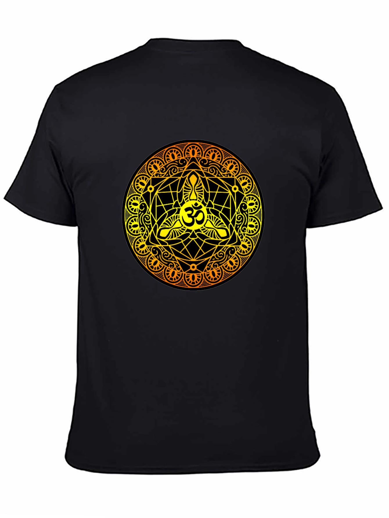 Black Om Mandala Black T-Shirt - Sacred Geometry Design view 4