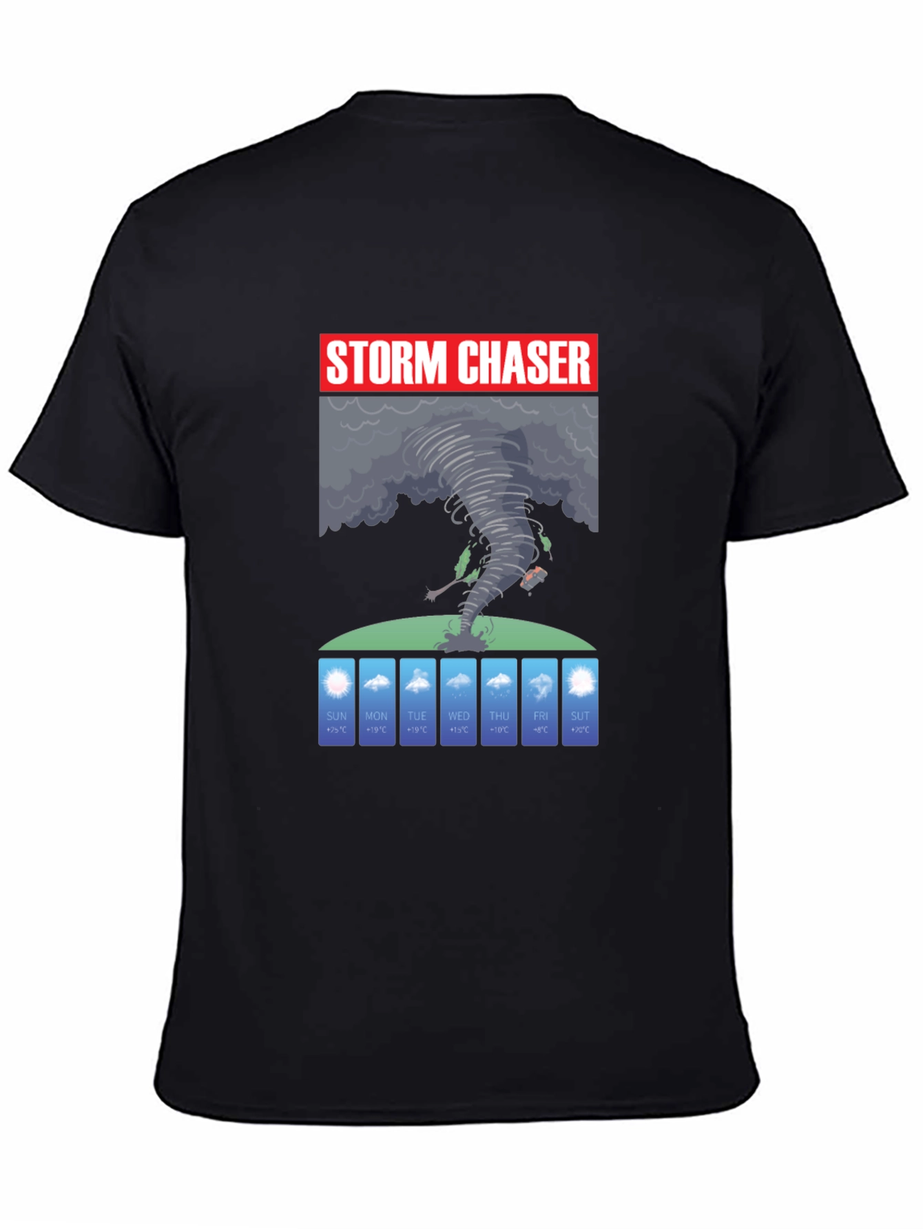 Black Storm Chaser Graphic T-Shirt - Weather Forecast Design view 4