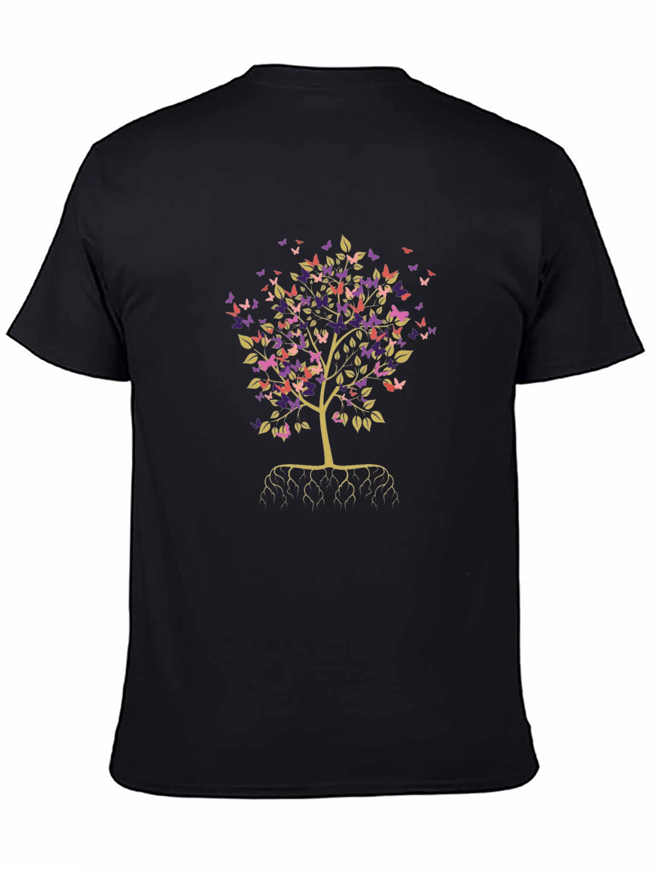 Black Butterfly Tree Graphic Tee - Black view 4