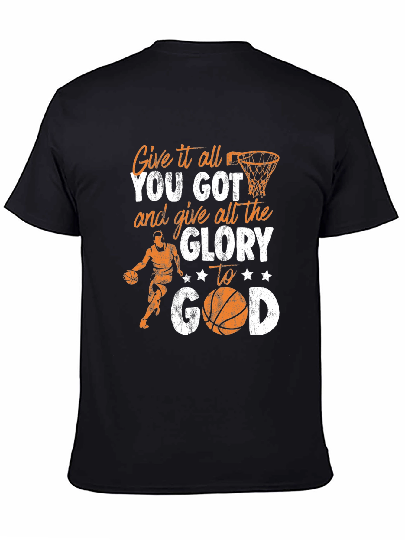 Black Give All the Glory to God Basketball T-Shirt view 4