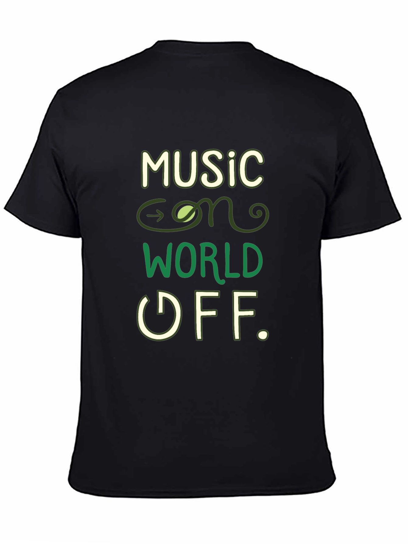 Black Music On, World Off T-Shirt - Black view 4