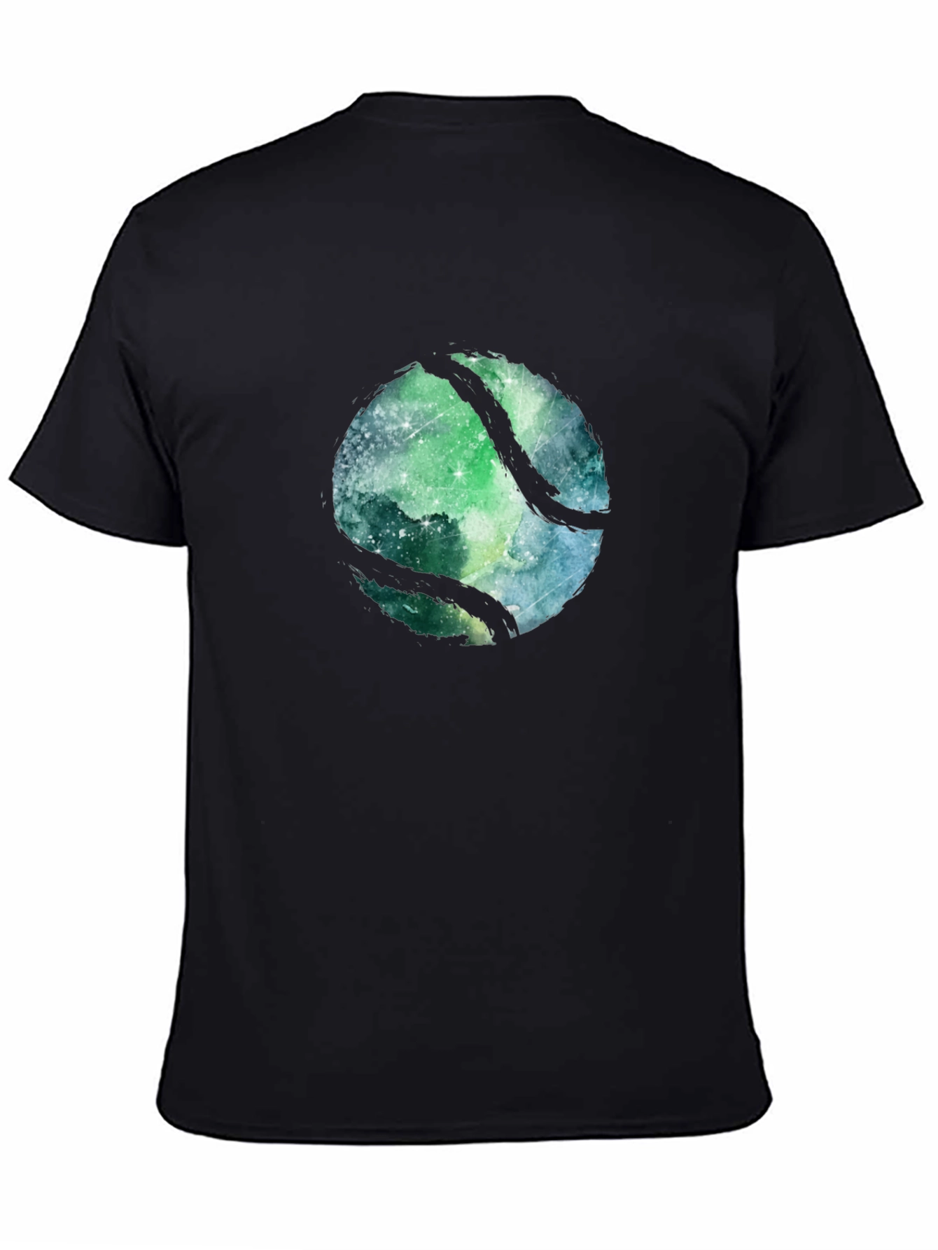 Black Cosmic Tennis Ball Black T-Shirt view 4