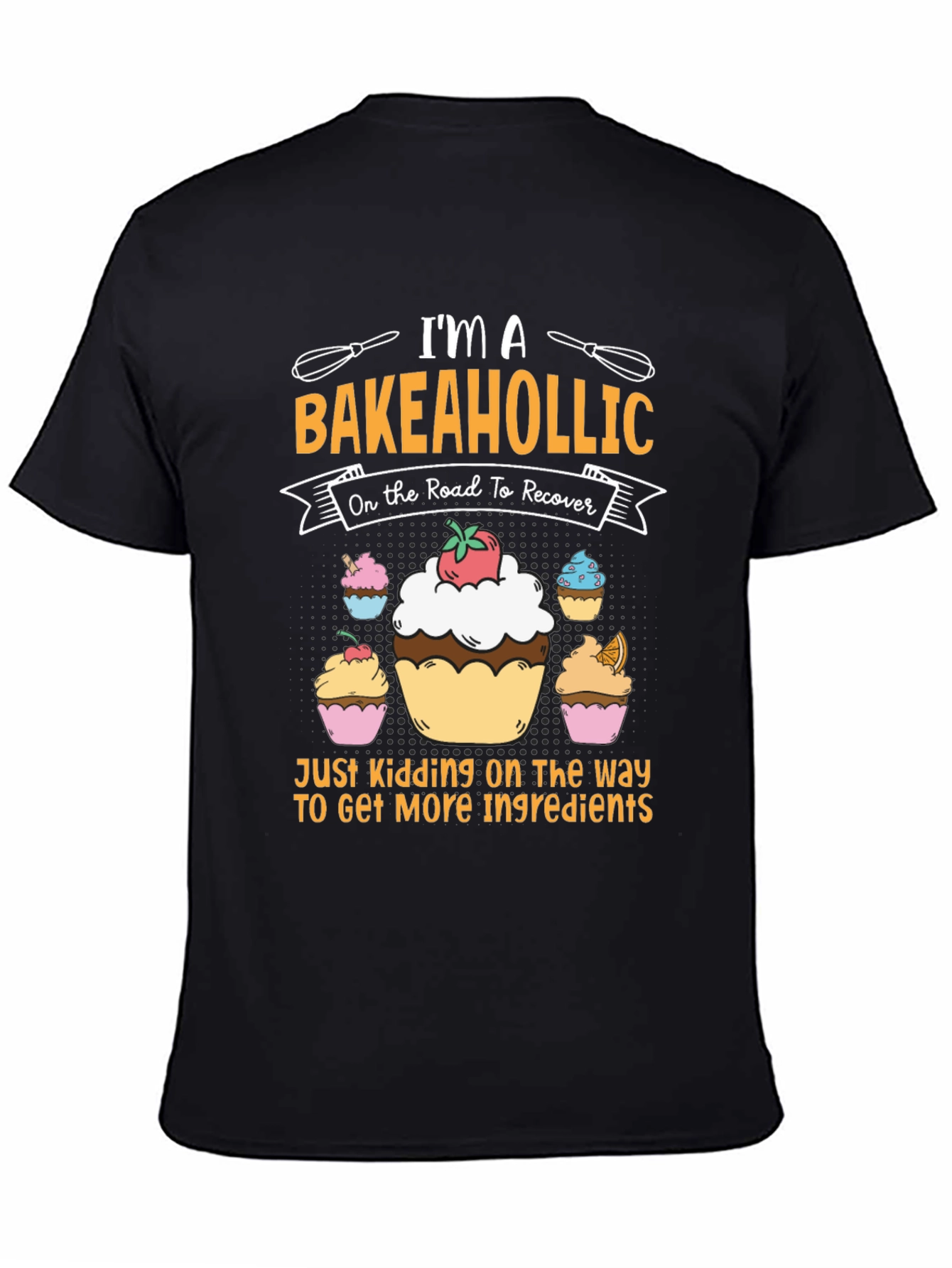 Black Bakeaholic T-Shirt - Funny Baking Lover Tee view 4