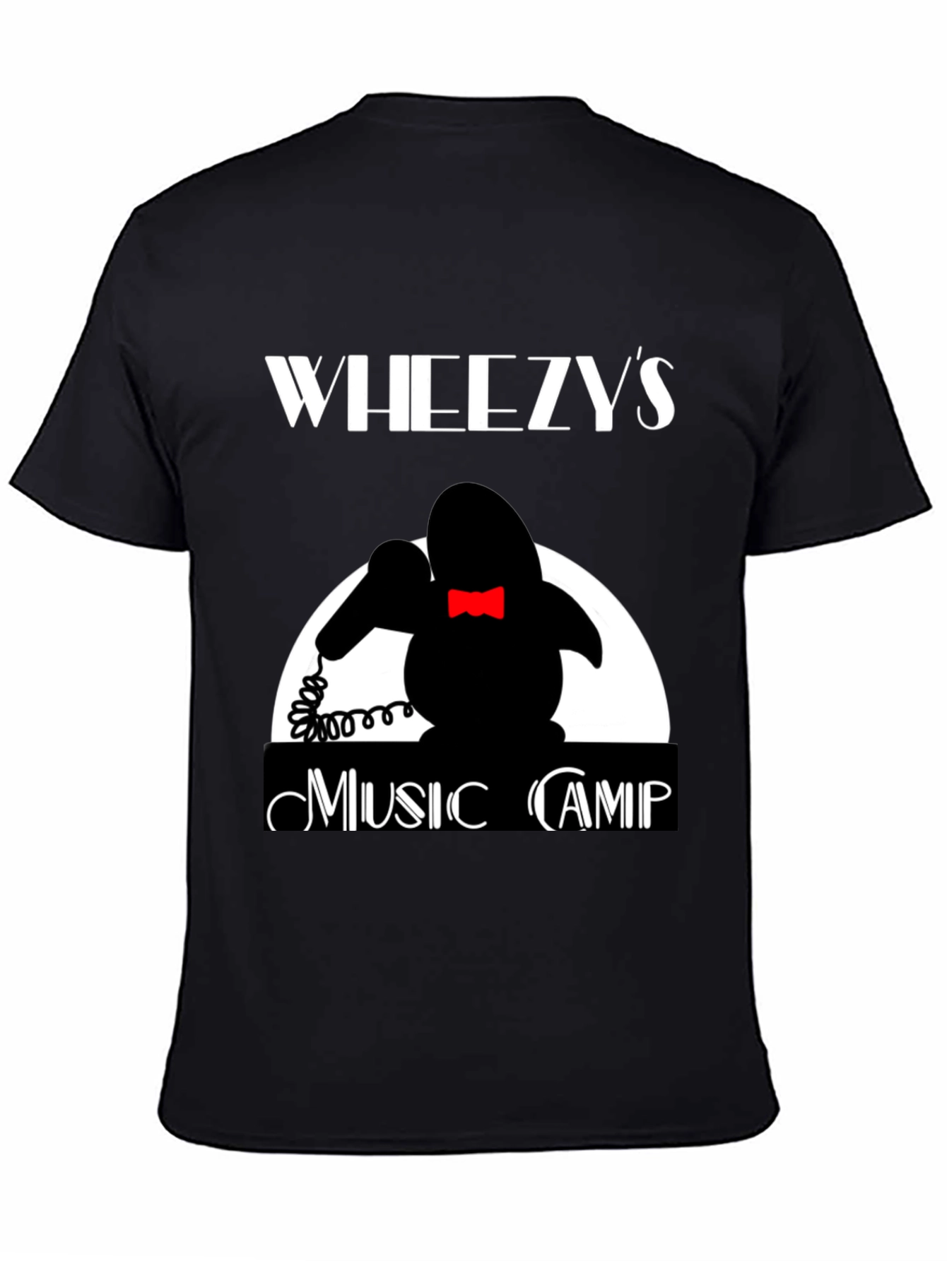 Black Wheezy's Music Camp T-Shirt - Retro Design view 4