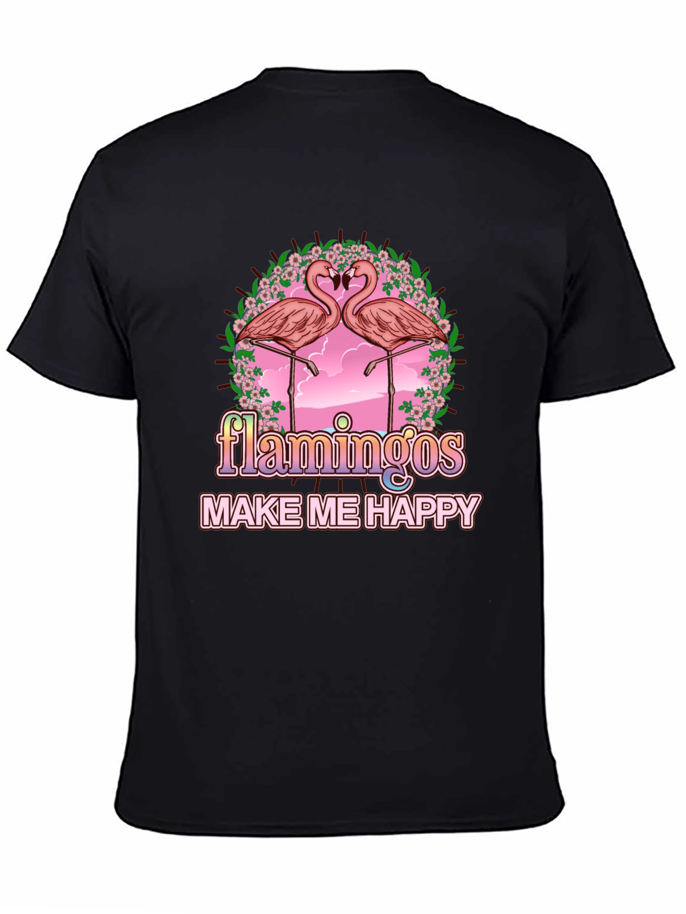 Black Flamingos Make Me Happy Graphic Tee view 4