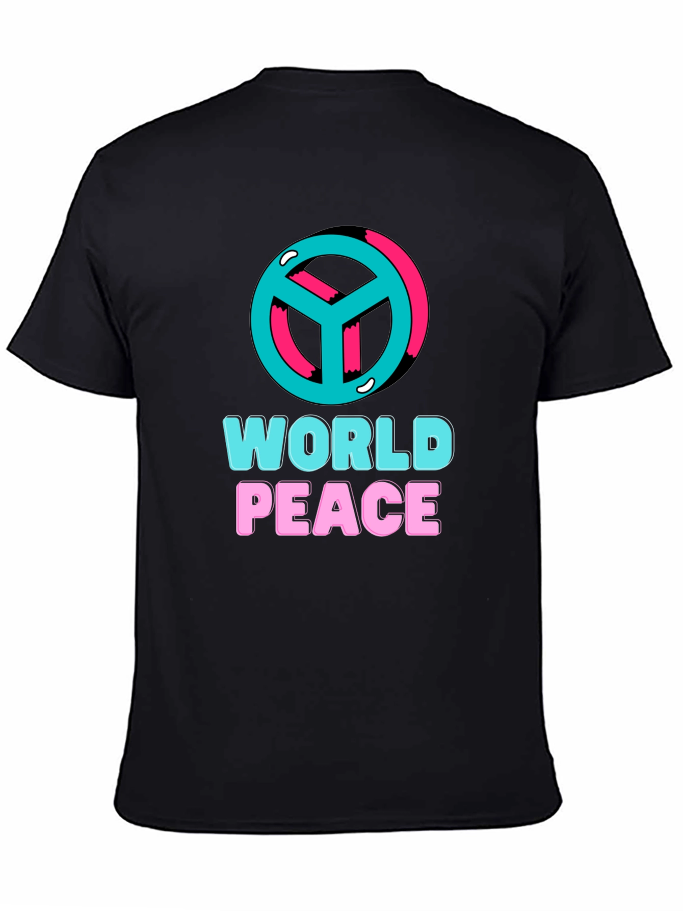 Black World Peace Graphic T-Shirt - Black view 4