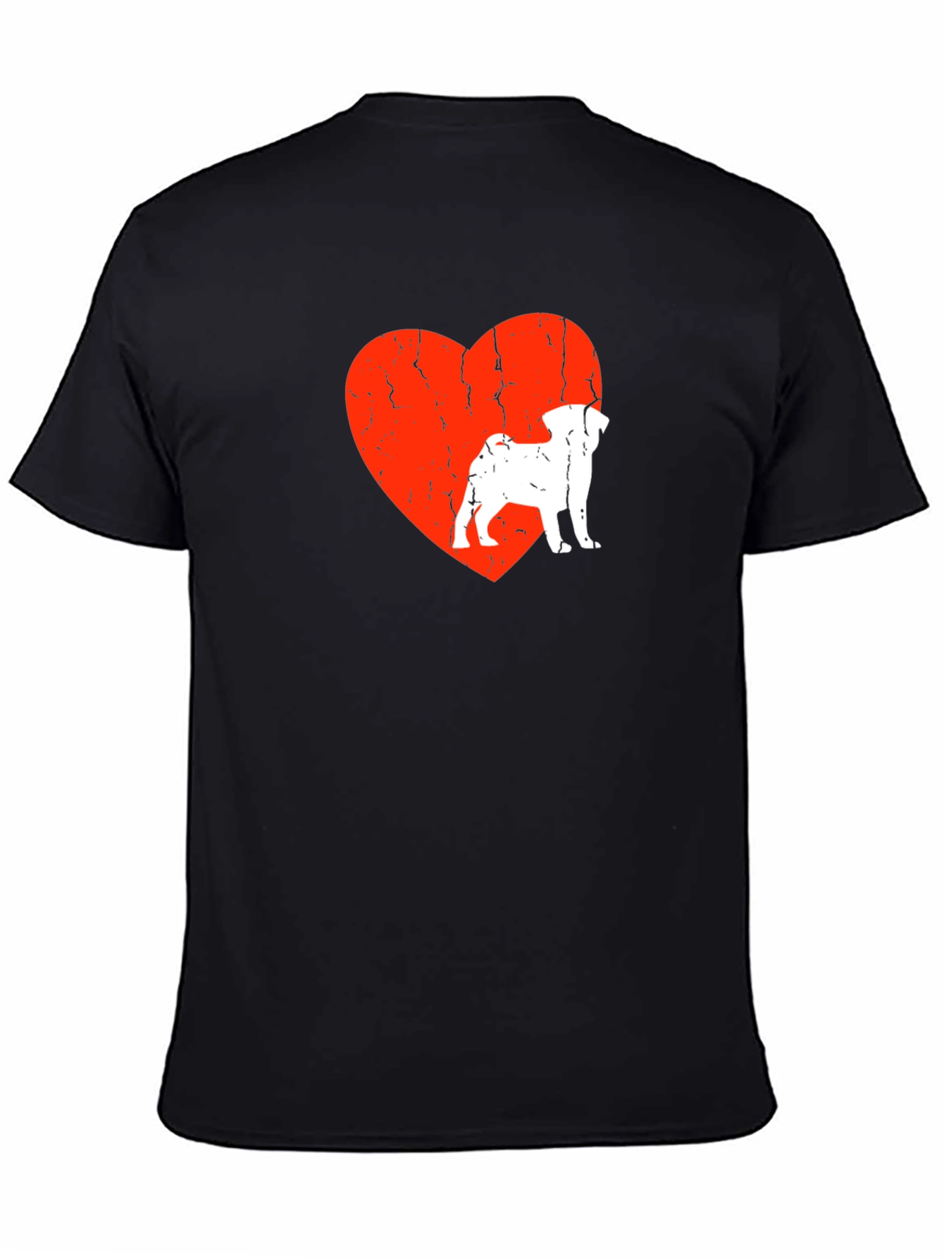 Black Pug Love Heart Graphic Tee - Men's Black T-Shirt view 4