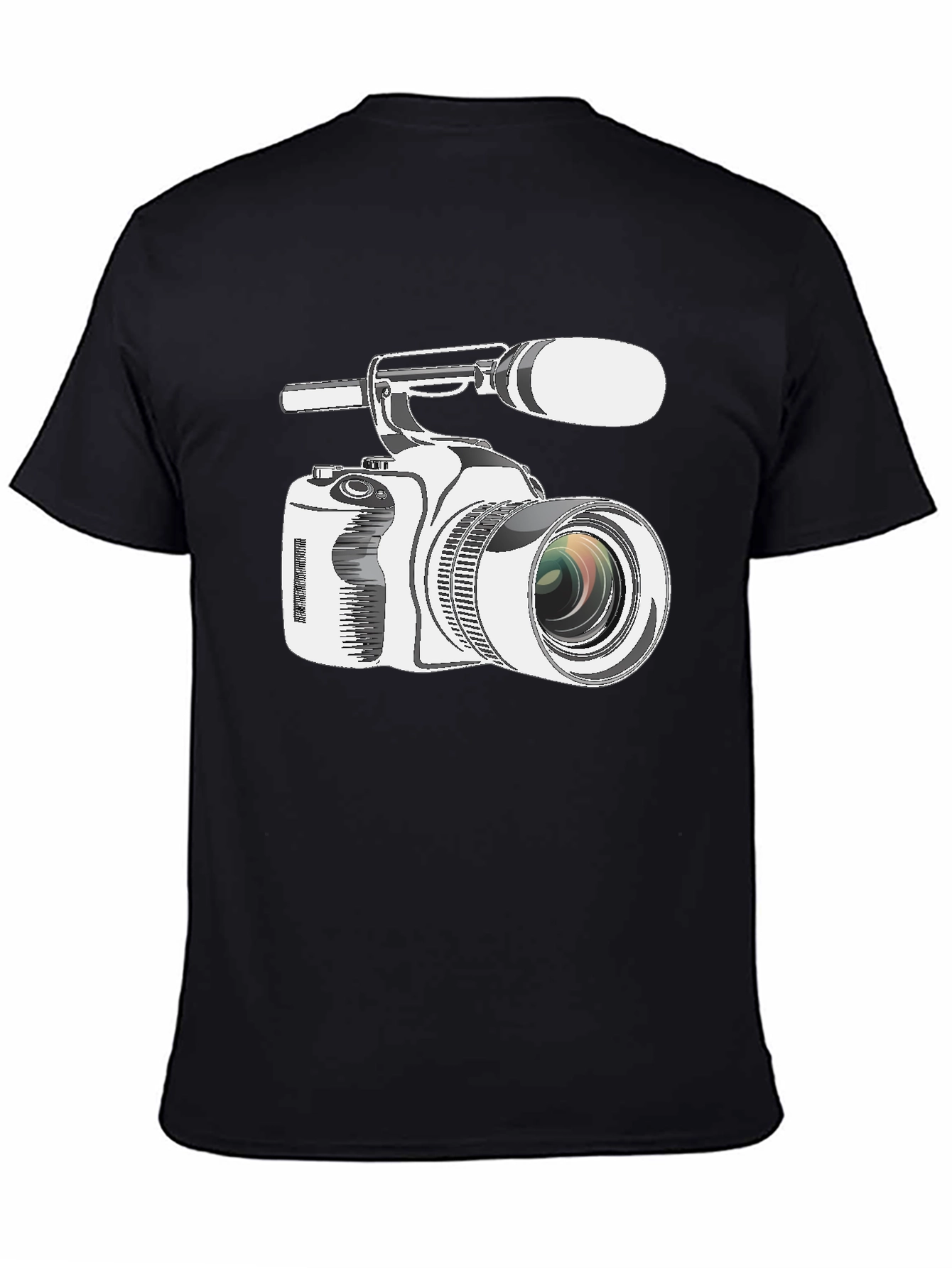 Black Retro Camcorder Graphic Tee - Black Cotton view 4