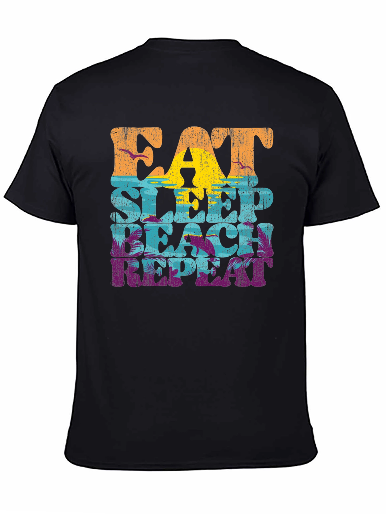 Black Eat Sleep Beach Repeat Graphic T-Shirt view 4
