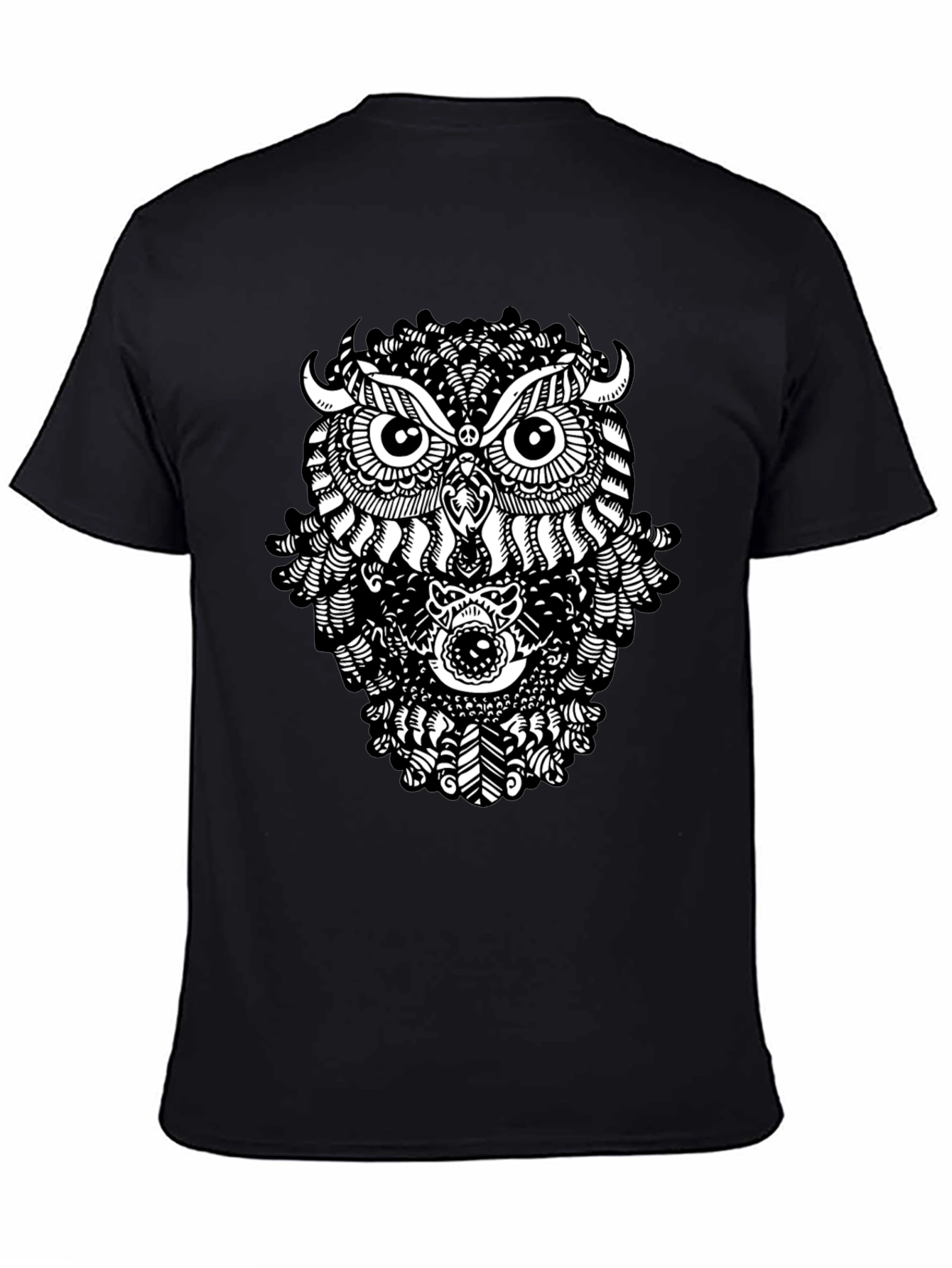 Black Black Owl Graphic T-Shirt - Unique Design view 4