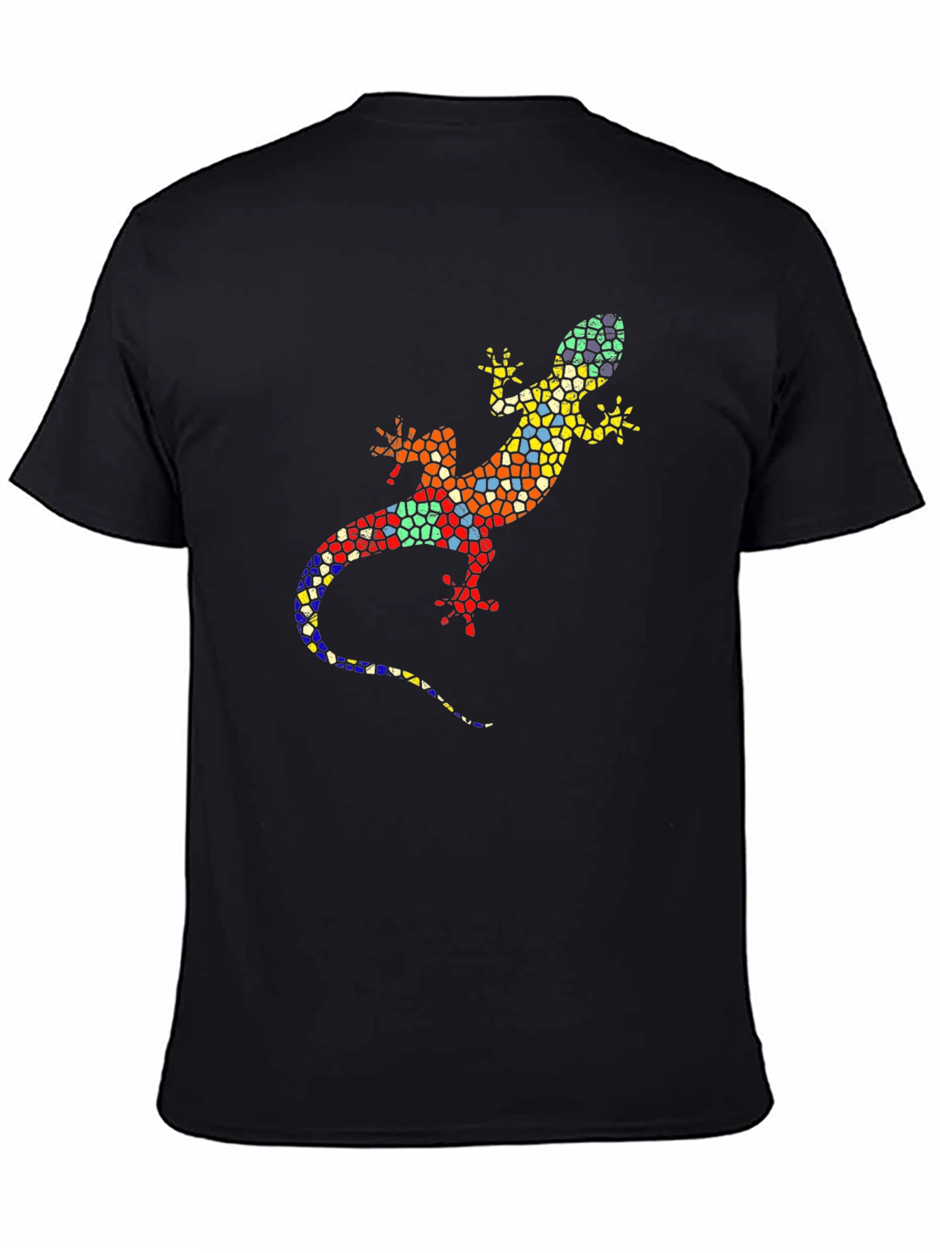 Black Mosaic Lizard Graphic Tee - Stylish Black T-Shirt view 4
