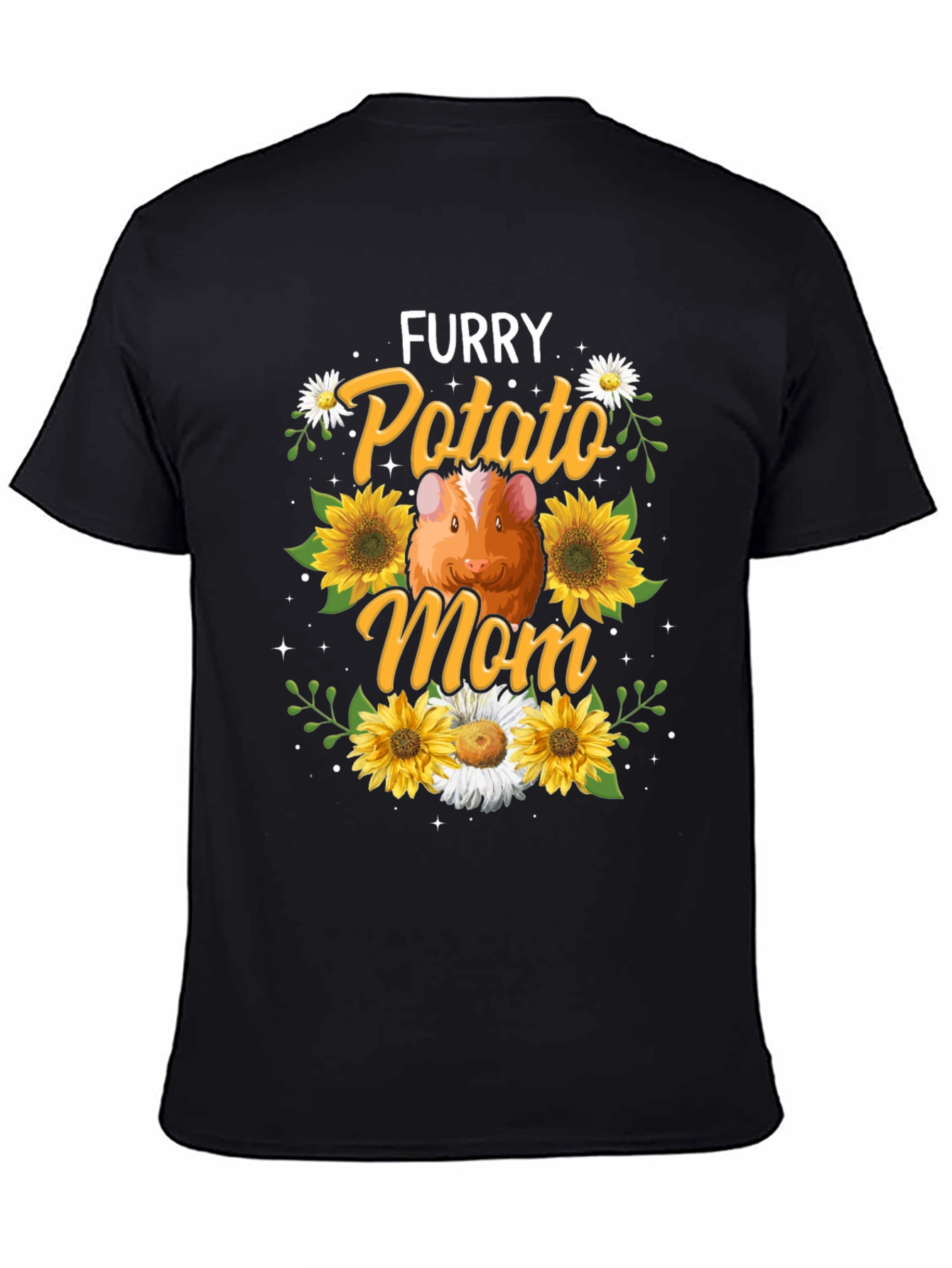 Black Furry Potato Mom Graphic T-Shirt view 4