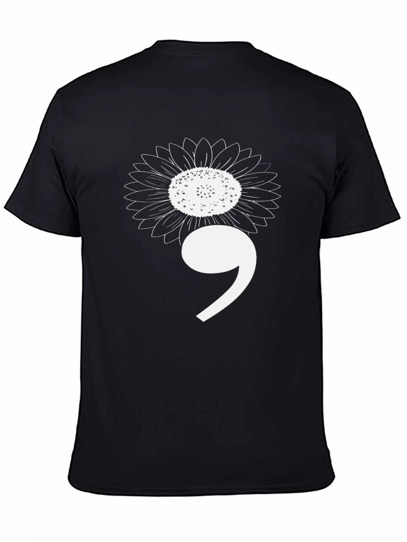Black Semicolon Sunflower Graphic Tee - Mental Health Awareness view 4