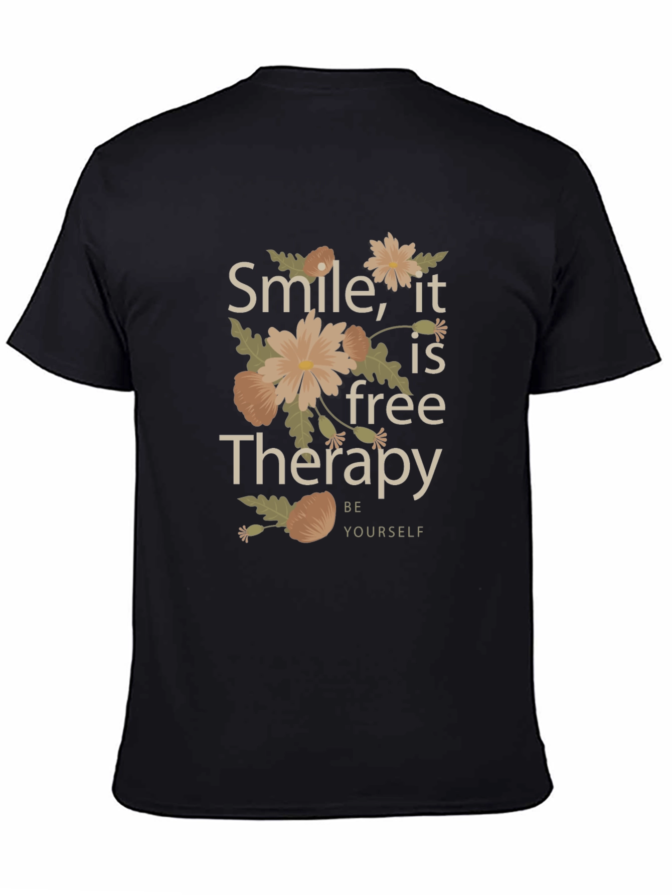 Black Smile, It's Free Therapy Black Graphic Tee view 4