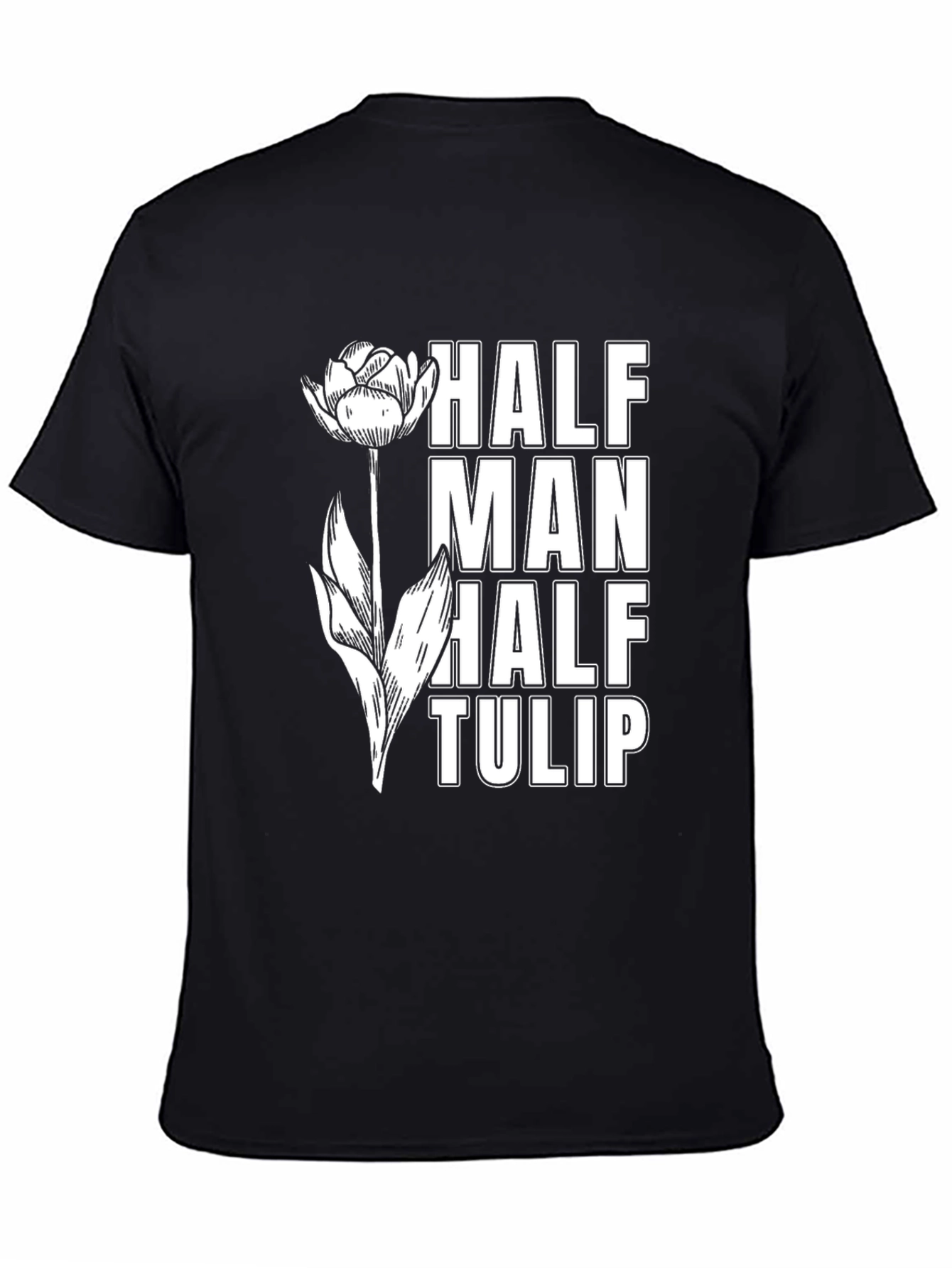 Black Half Man Half Tulip Graphic T-Shirt view 4