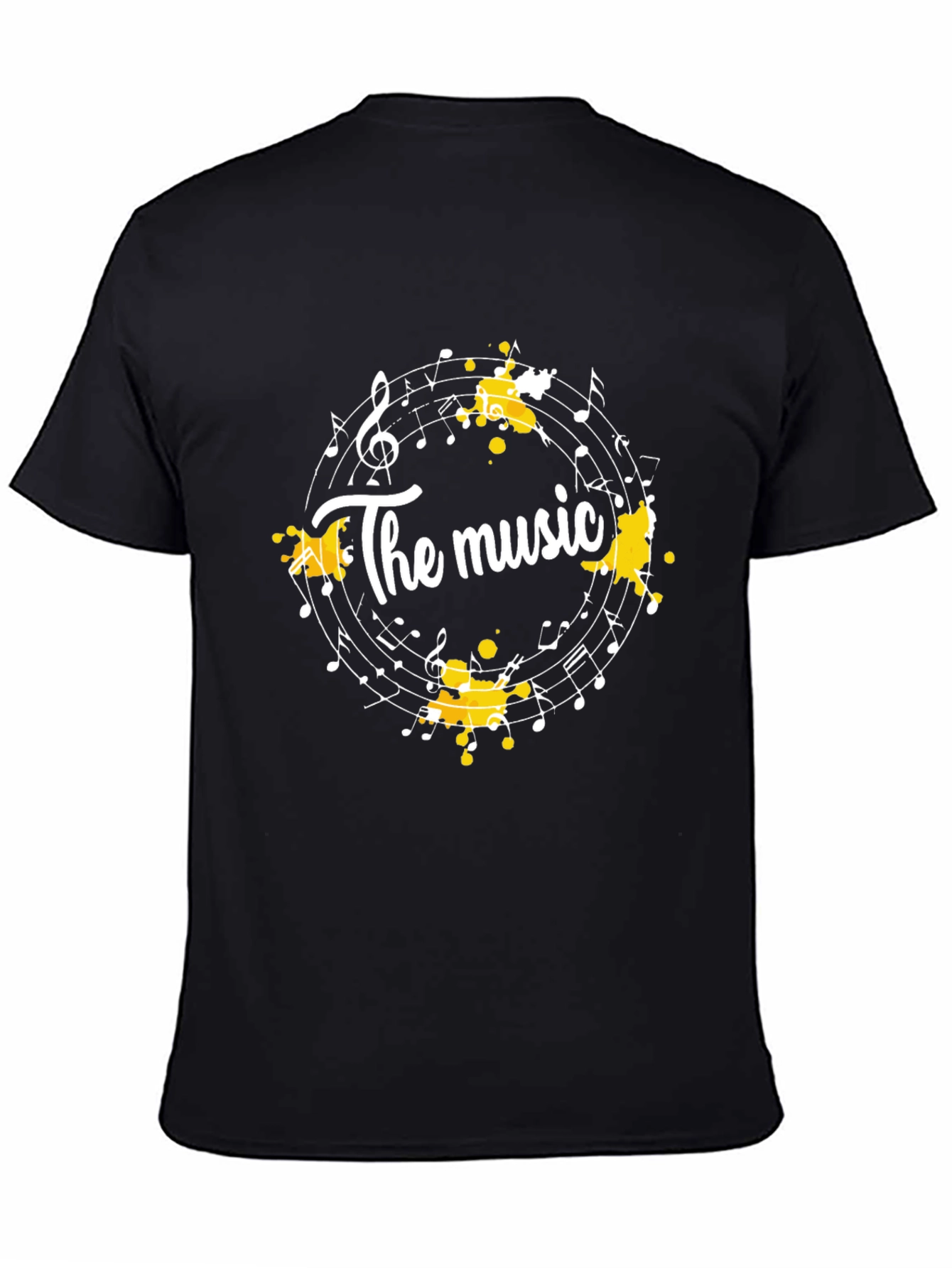 Black The Music Notes T-Shirt - Black Cotton Tee view 4