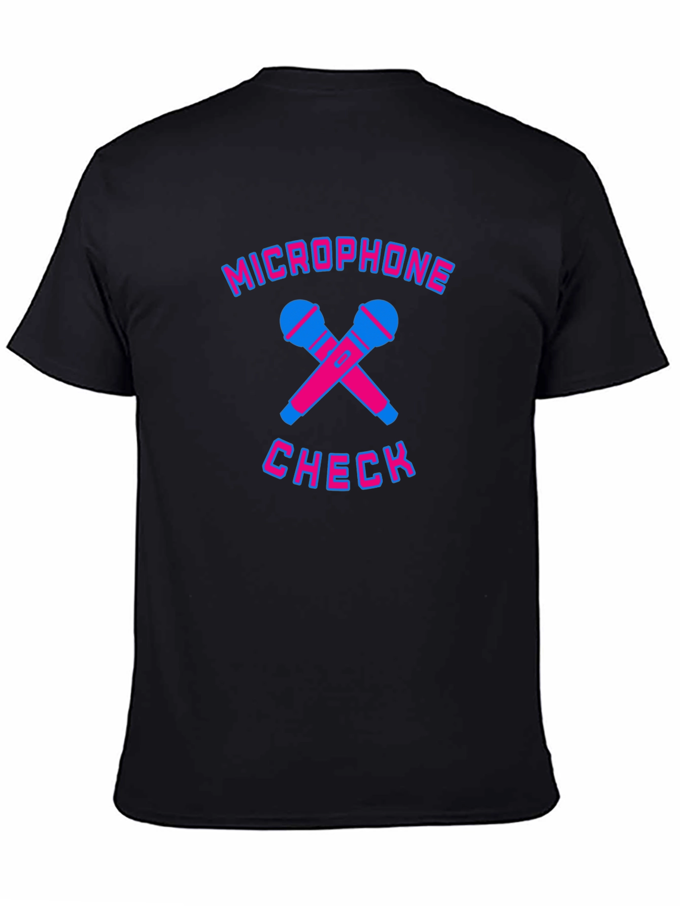 Black Microphone Check Graphic Tee - Black Cotton T-Shirt view 4