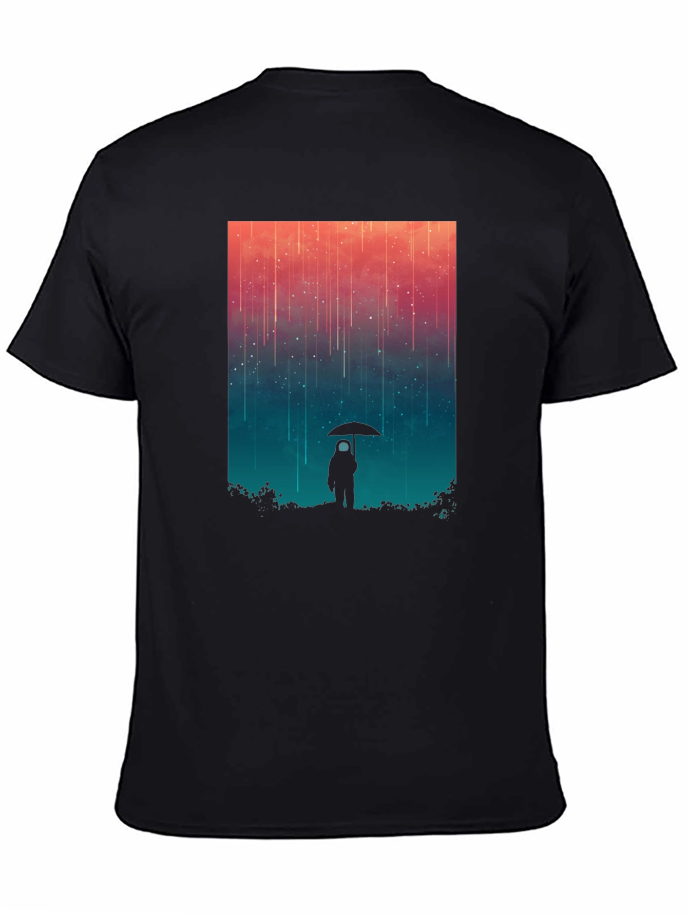 Black Cosmic Rain T-Shirt - Black Graphic Tee view 4