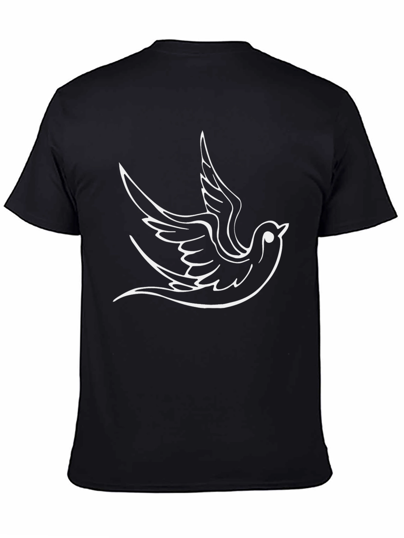 Black Stylish Black T-Shirt with Dove Design view 4
