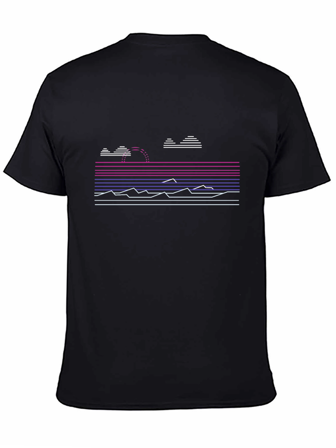 Black Retro Wave Graphic Tee - Black Cotton T-Shirt view 4