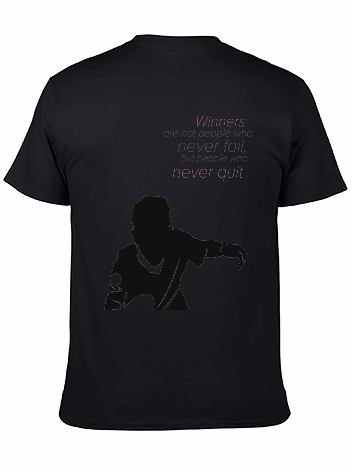 Black Motivational Winner T-Shirt - Never Quit view 4