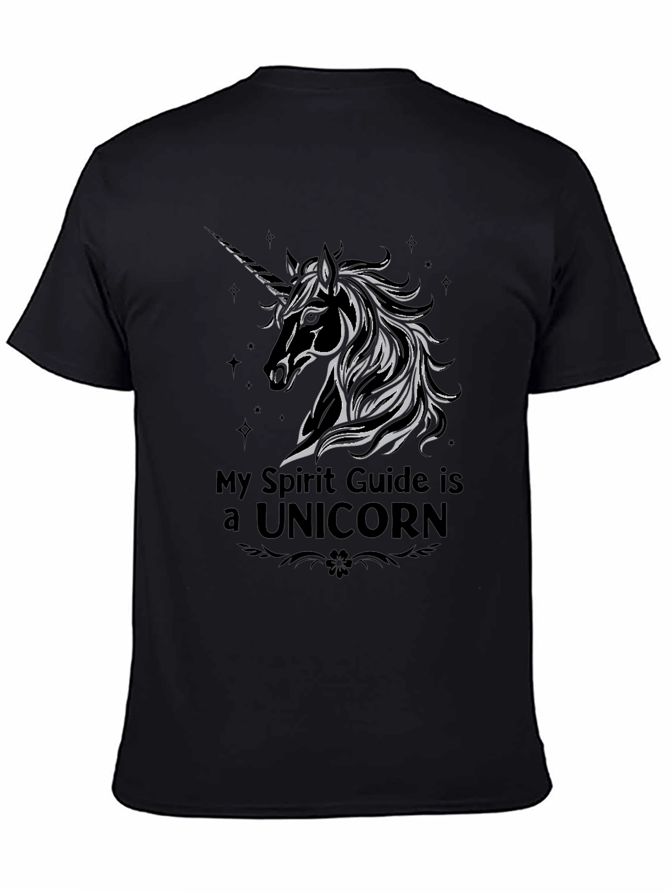 Black My Spirit Guide is a Unicorn Graphic T-Shirt view 4