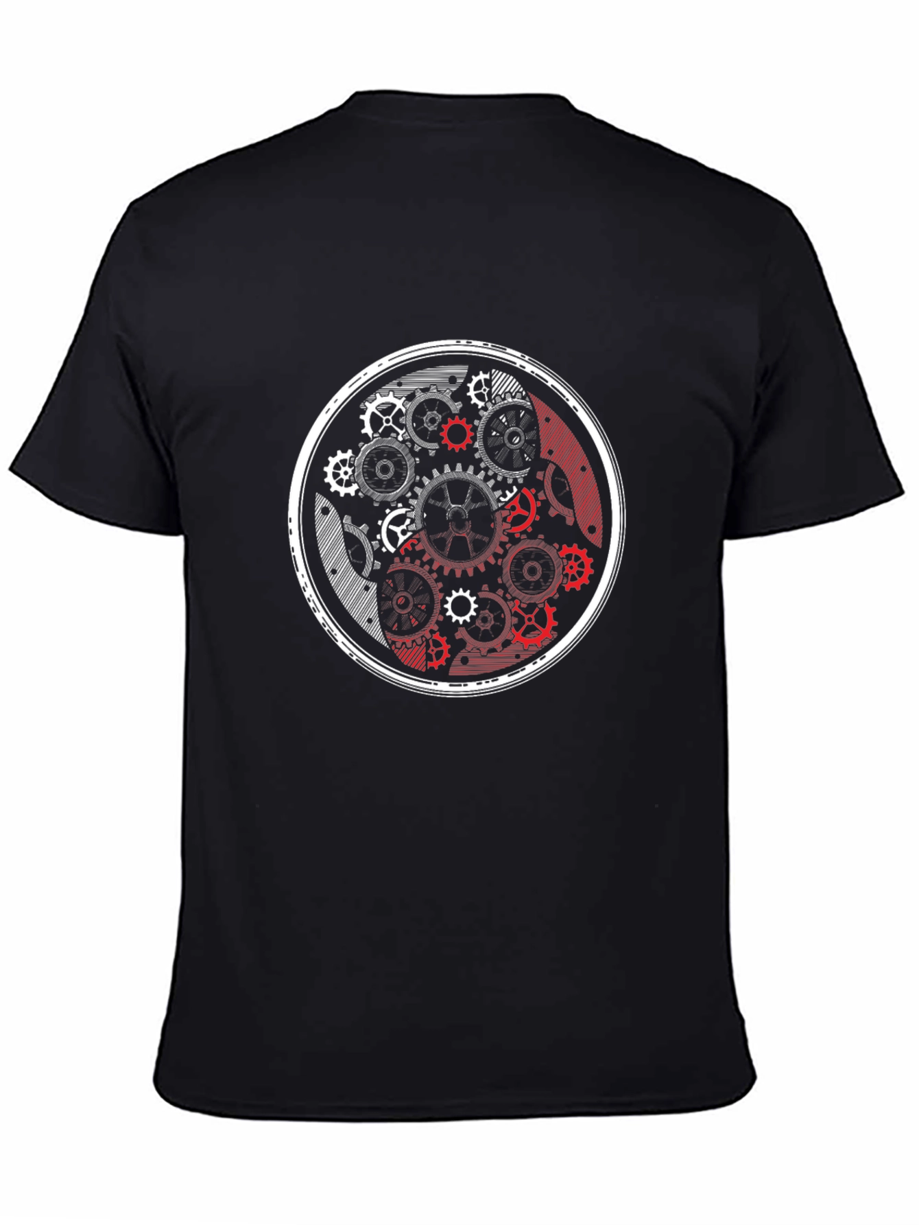 Black Yin Yang Gears Black Graphic Tee view 4