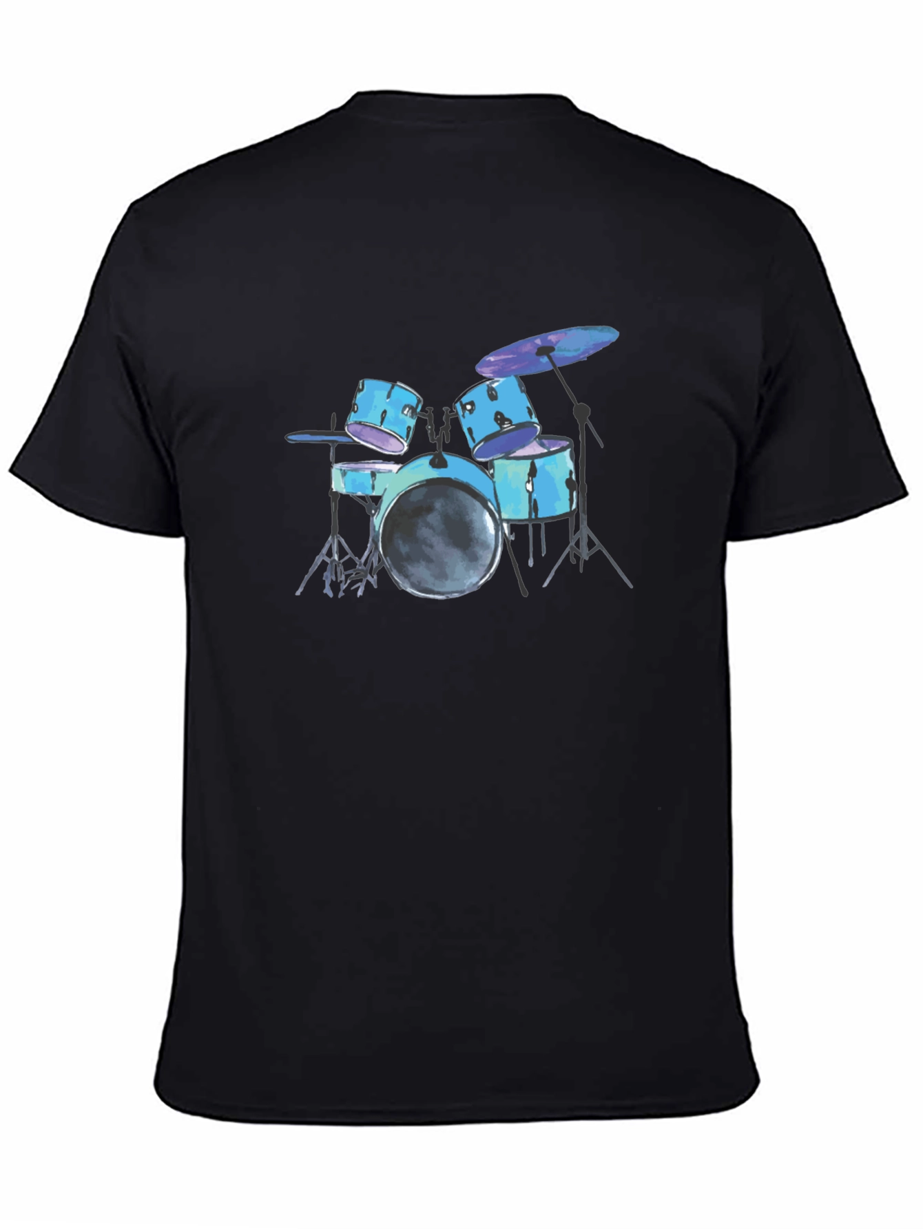 Black Drum Kit Graphic Tee - Black Cotton T-Shirt view 4