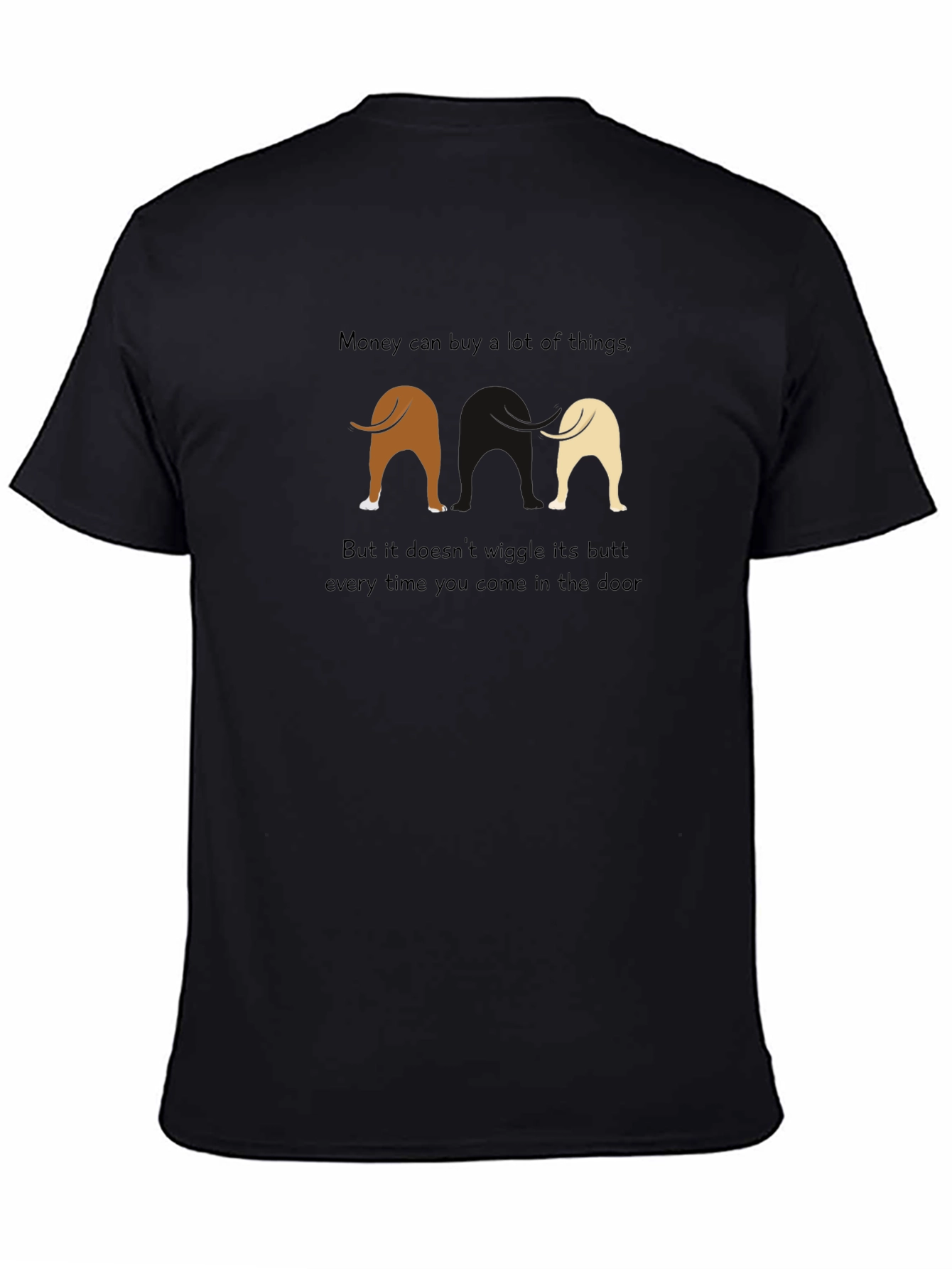 Black Dog Butt Wiggle Graphic Tee - Men's Black T-Shirt view 4