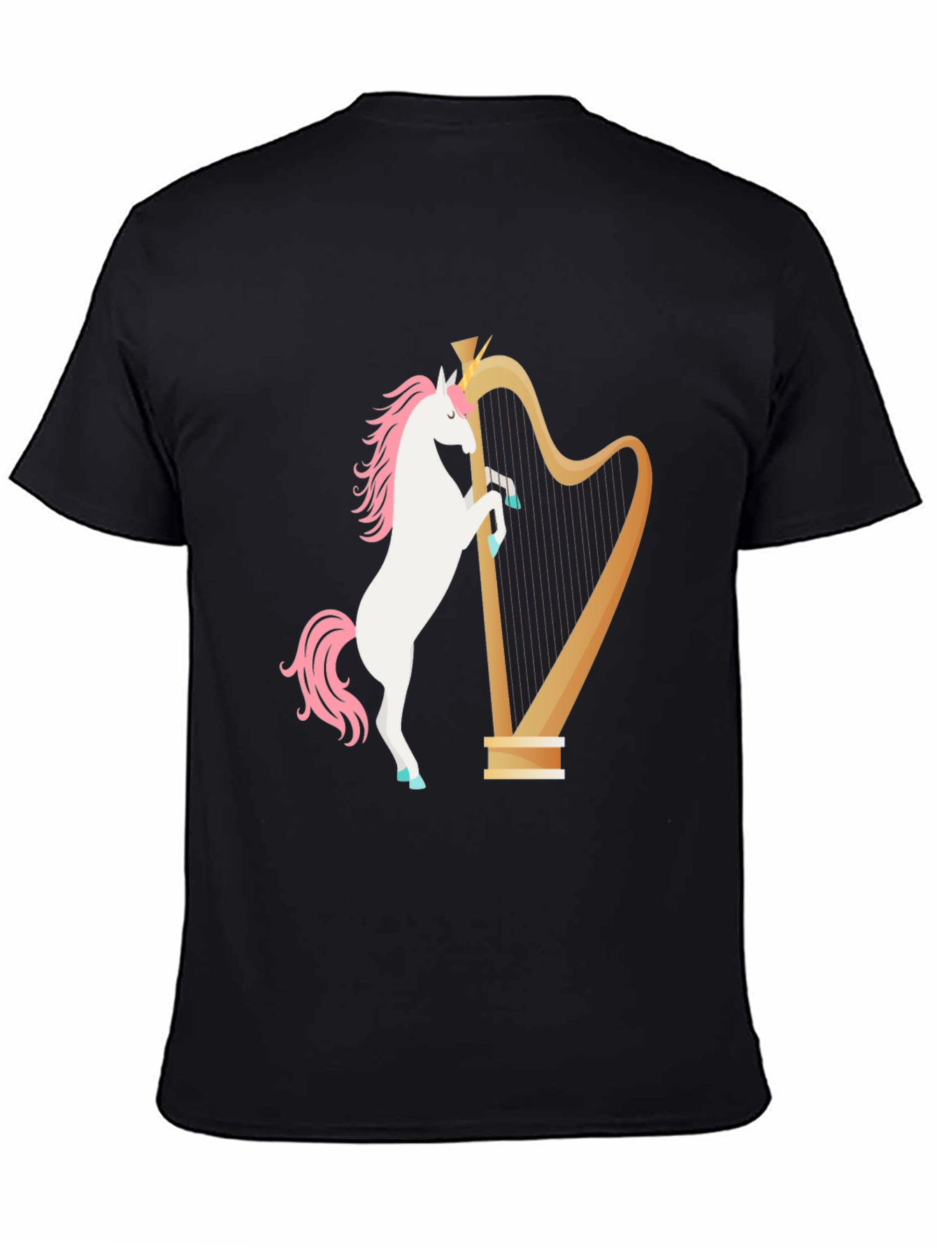 Black Unicorn Harp Graphic Tee - Black view 4