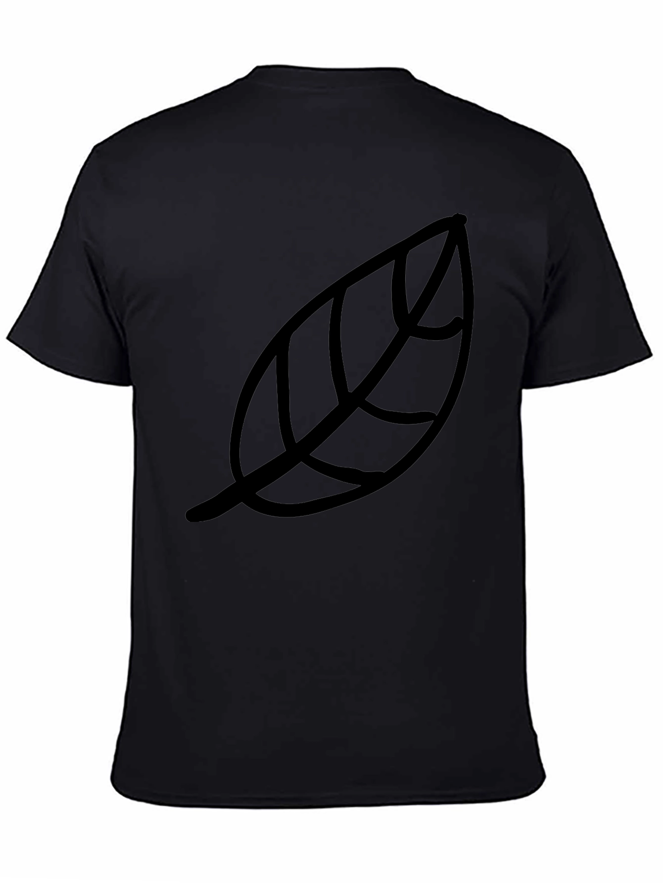 Black Leaf Print Black T-Shirt - Casual Style view 4
