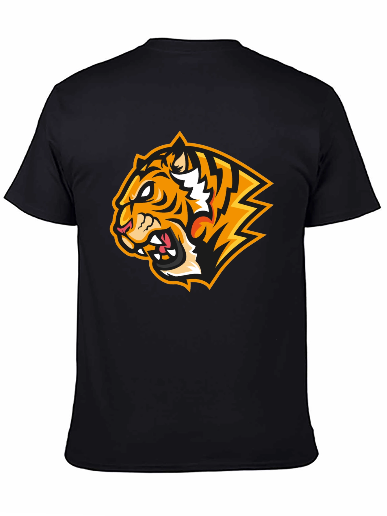 Black Fierce Tiger Graphic Print Black T-Shirt view 4