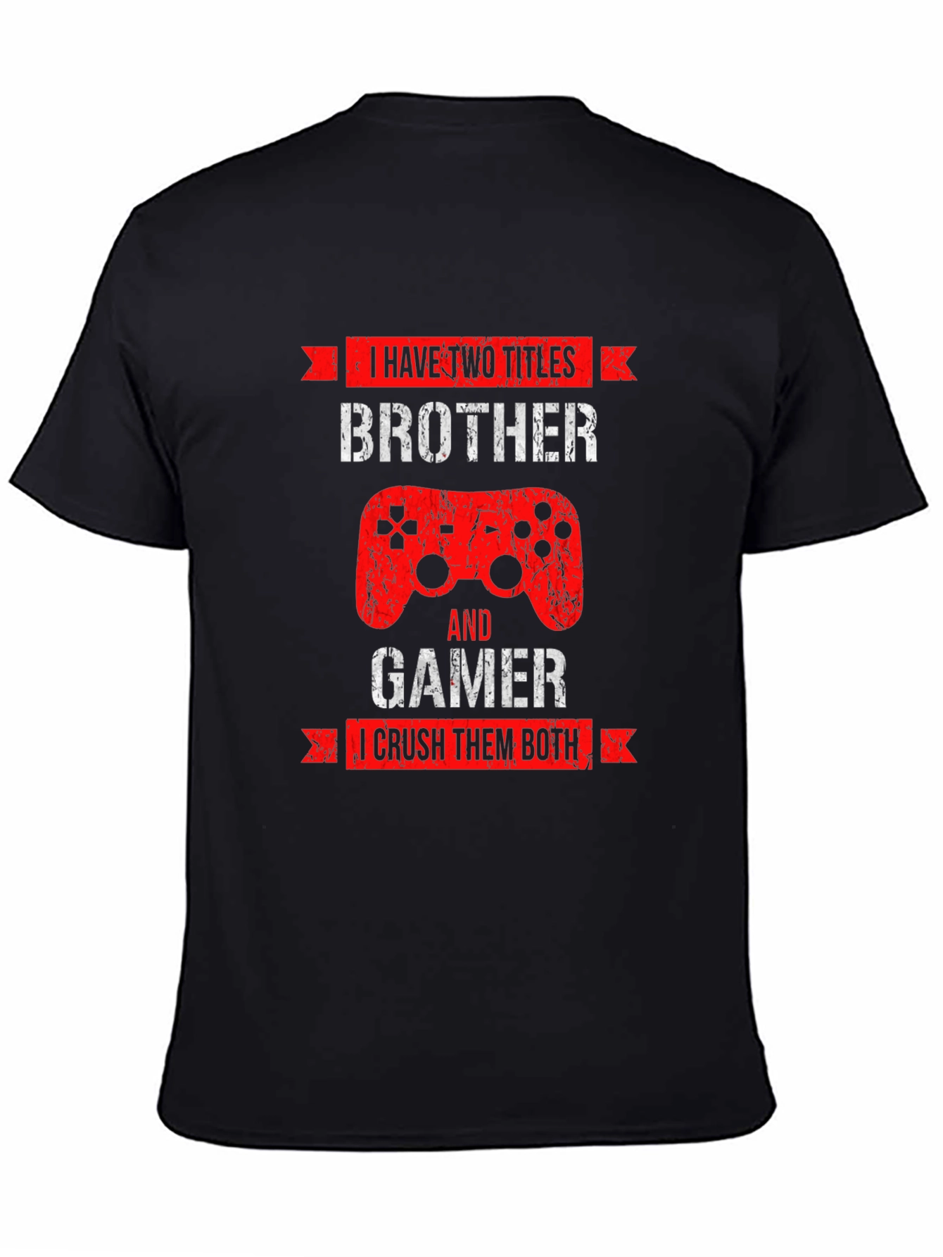Black Brother Gamer T-Shirt - Crush Them Both! view 4