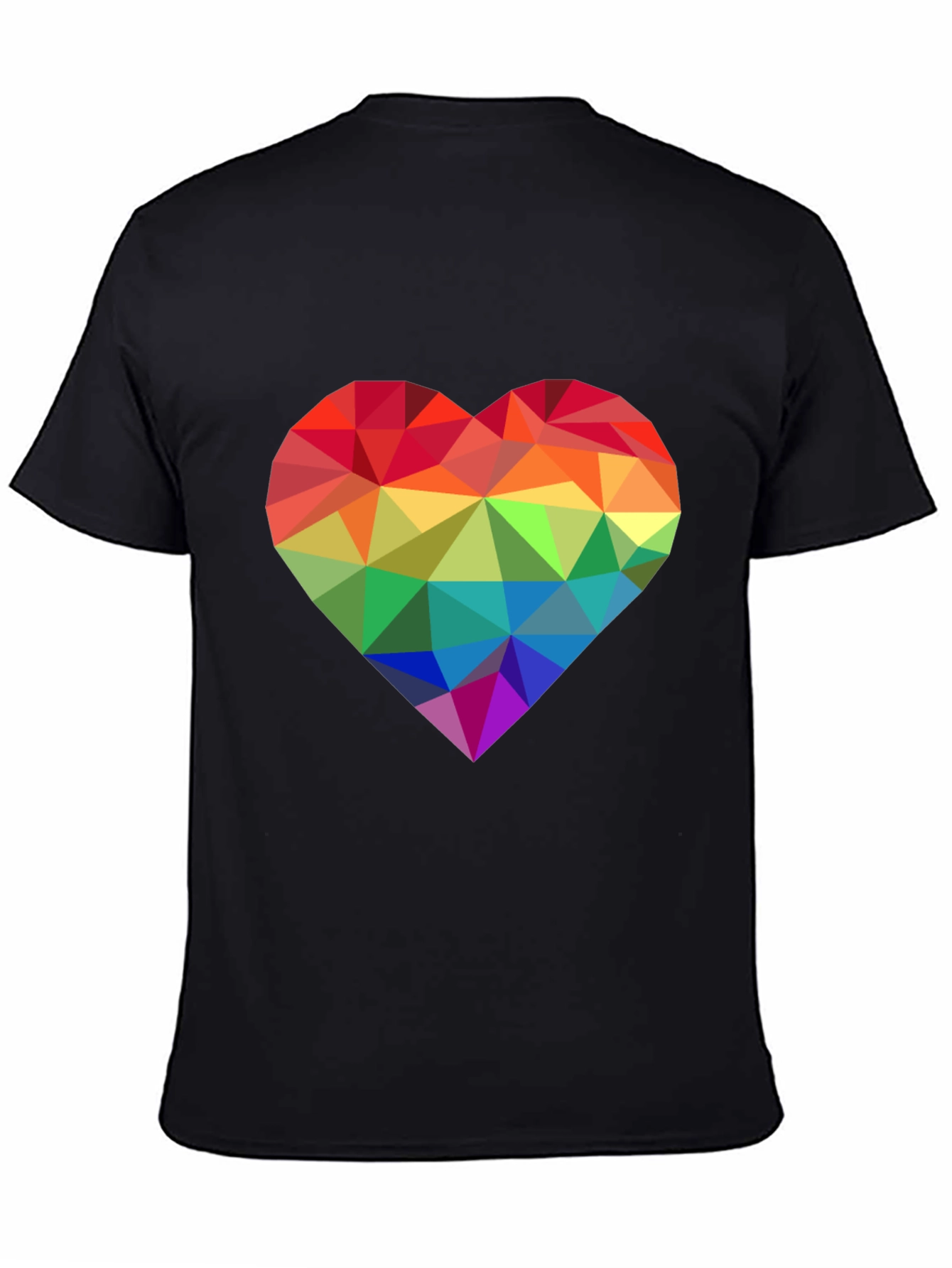 Black Geometric Rainbow Heart Graphic Tee - Pride Love view 4